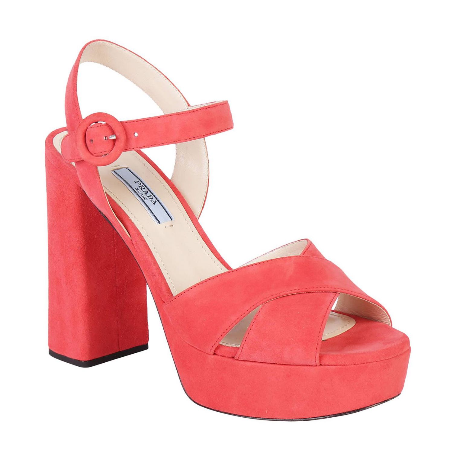 PRADA: Shoes women - Coral | Heeled Sandals Prada 1XP992 008 GIGLIO.COM