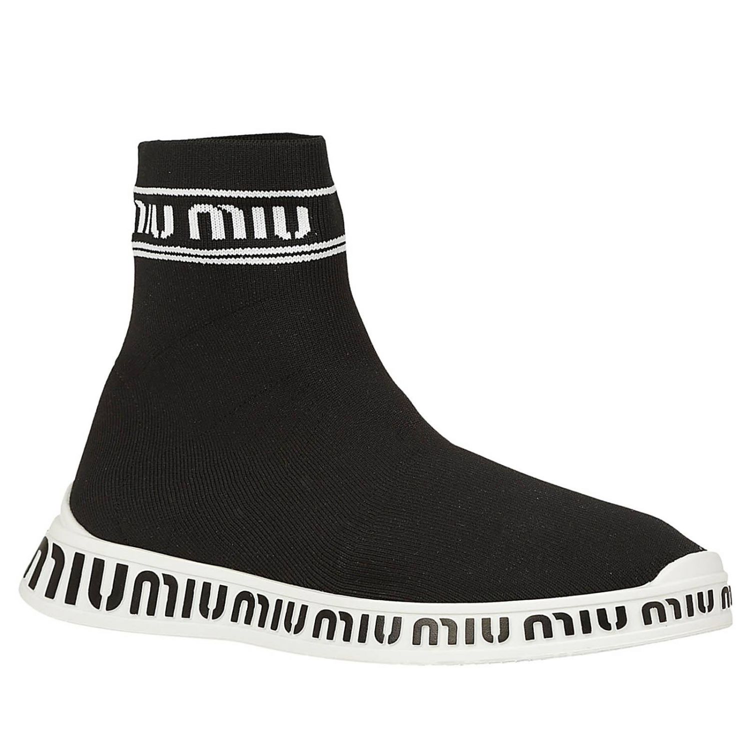 Sneakers High Top a calza in tessuto tecnico stretch con suola in gomma logata Sneakers High Top a calza in tessuto tecnico stretch con suola in gomma logata