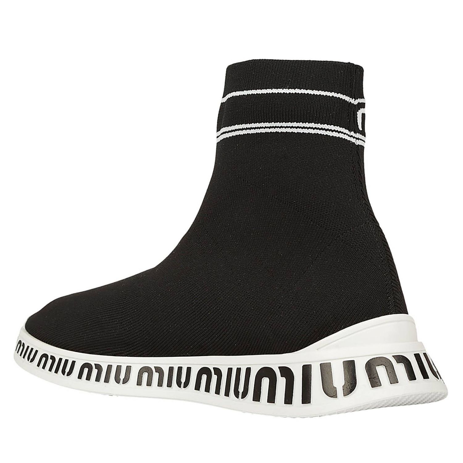 Sneakers High Top a calza in tessuto tecnico stretch con suola in gomma logata Sneakers High Top a calza in tessuto tecnico stretch con suola in gomma logata