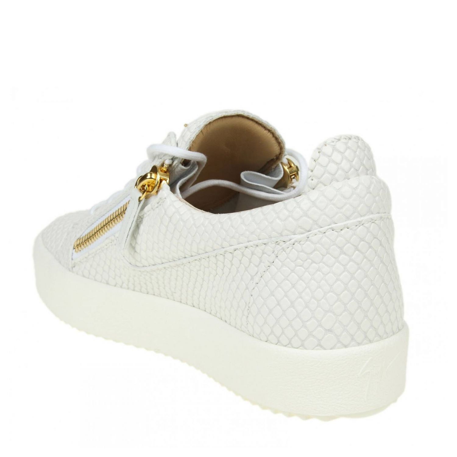Giuseppe Zanotti Outlet: Sneakers May full zip in pelle stampa pitone con  suola in gomma - Bianco | Sneakers Giuseppe Zanotti RU70000 GIGLIO.COM
