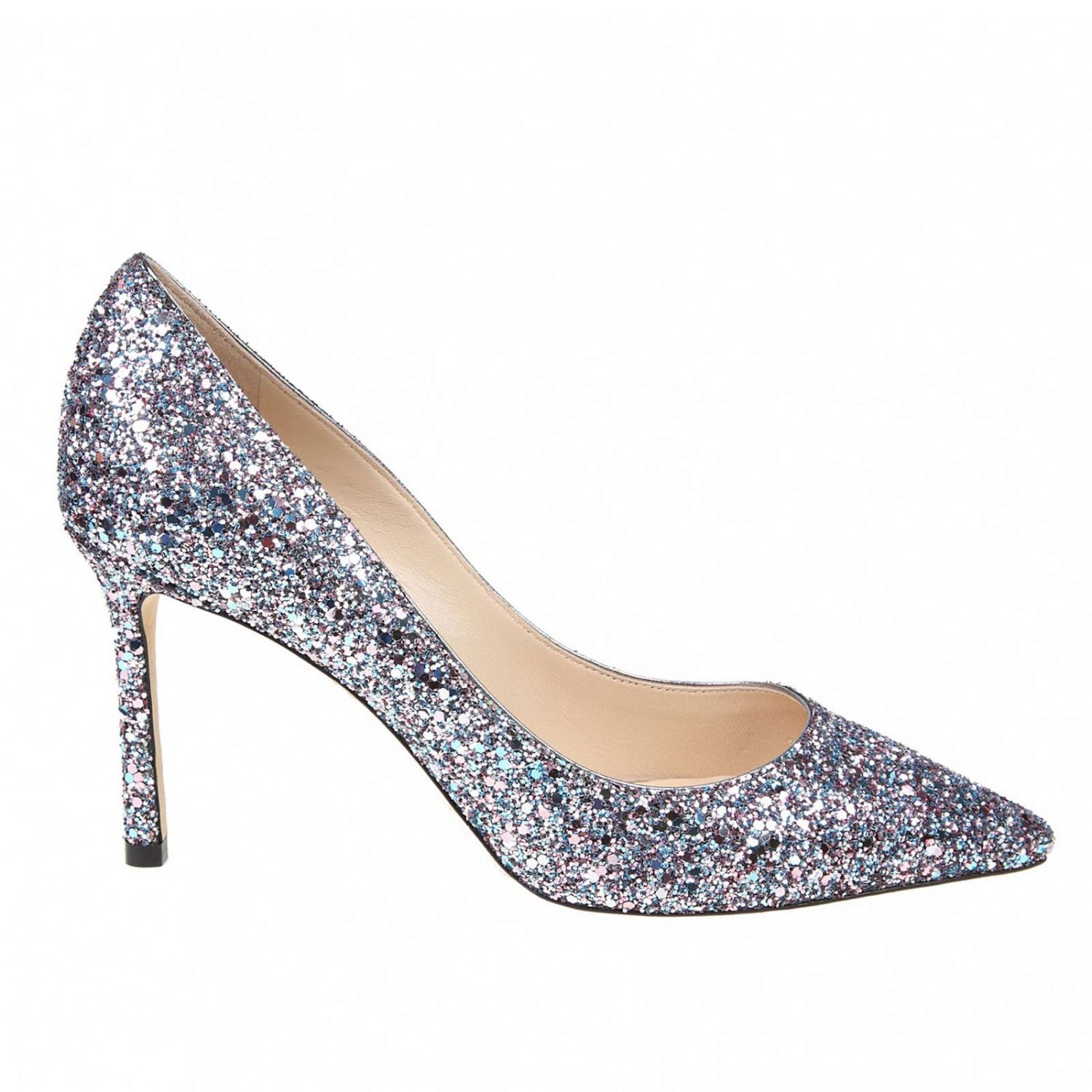 JIMMY CHOO: pointed Romy décolleté in glitter leather - Multicolor ...