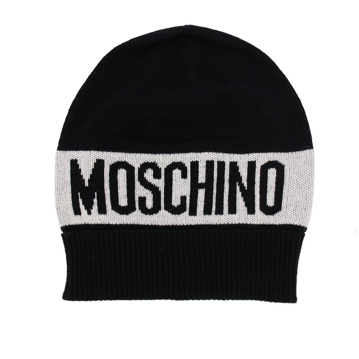 Moschino Kid Outlet: Cappello a berretto in cotone e lana con maxi banda  Moschino - Nero | Cappello Bambino Moschino Kid HUX00X LHE05 GIGLIO.COM
