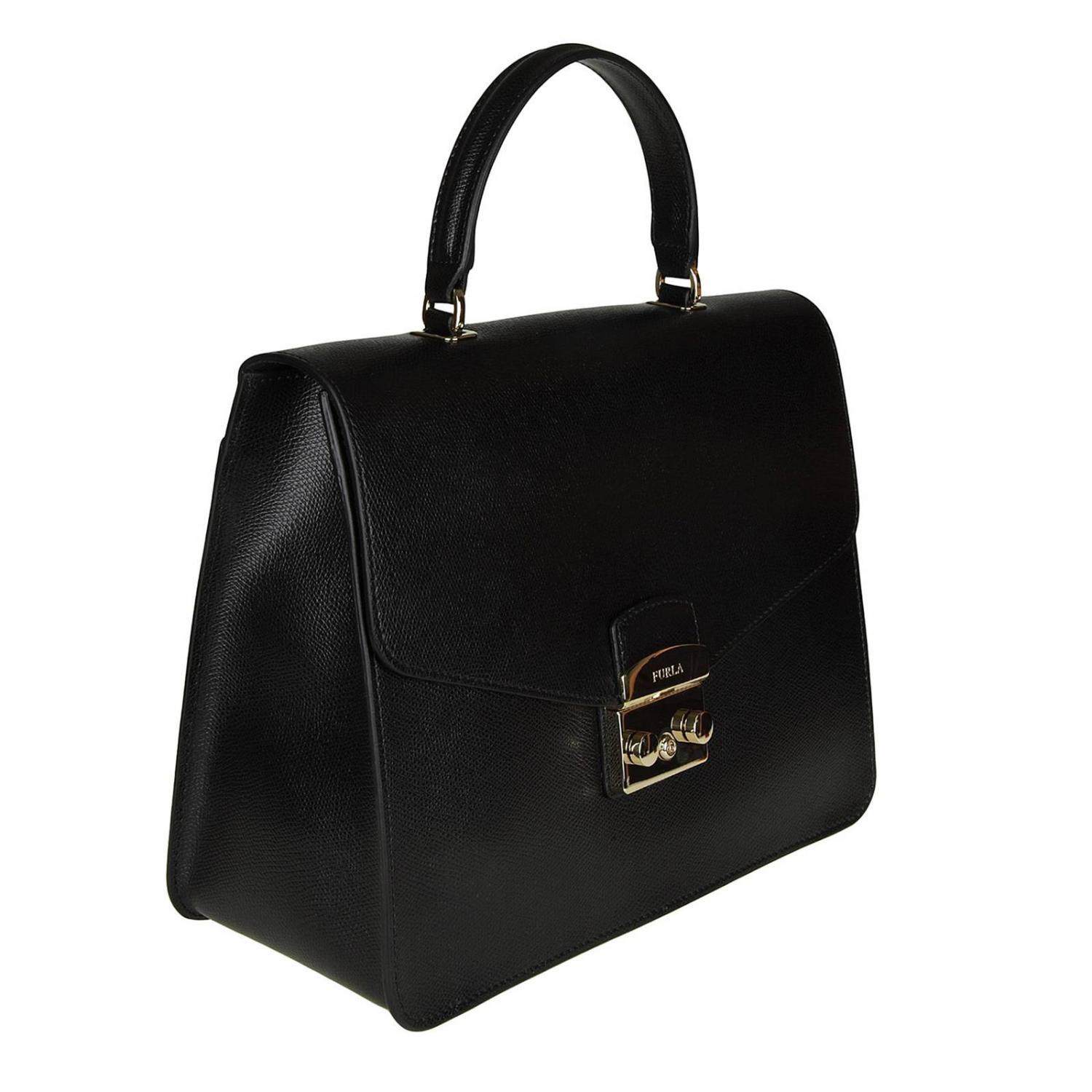 Furla Outlet Metropolis M bag in textured leather with removable