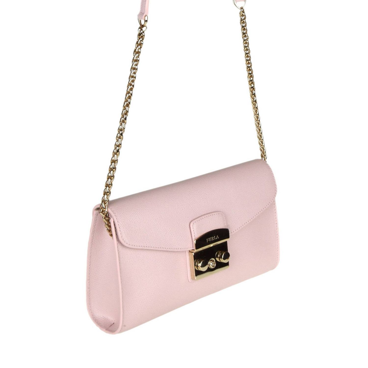 Furla Outlet: Metropolis S clutch bag in textured leather with shoulder ...