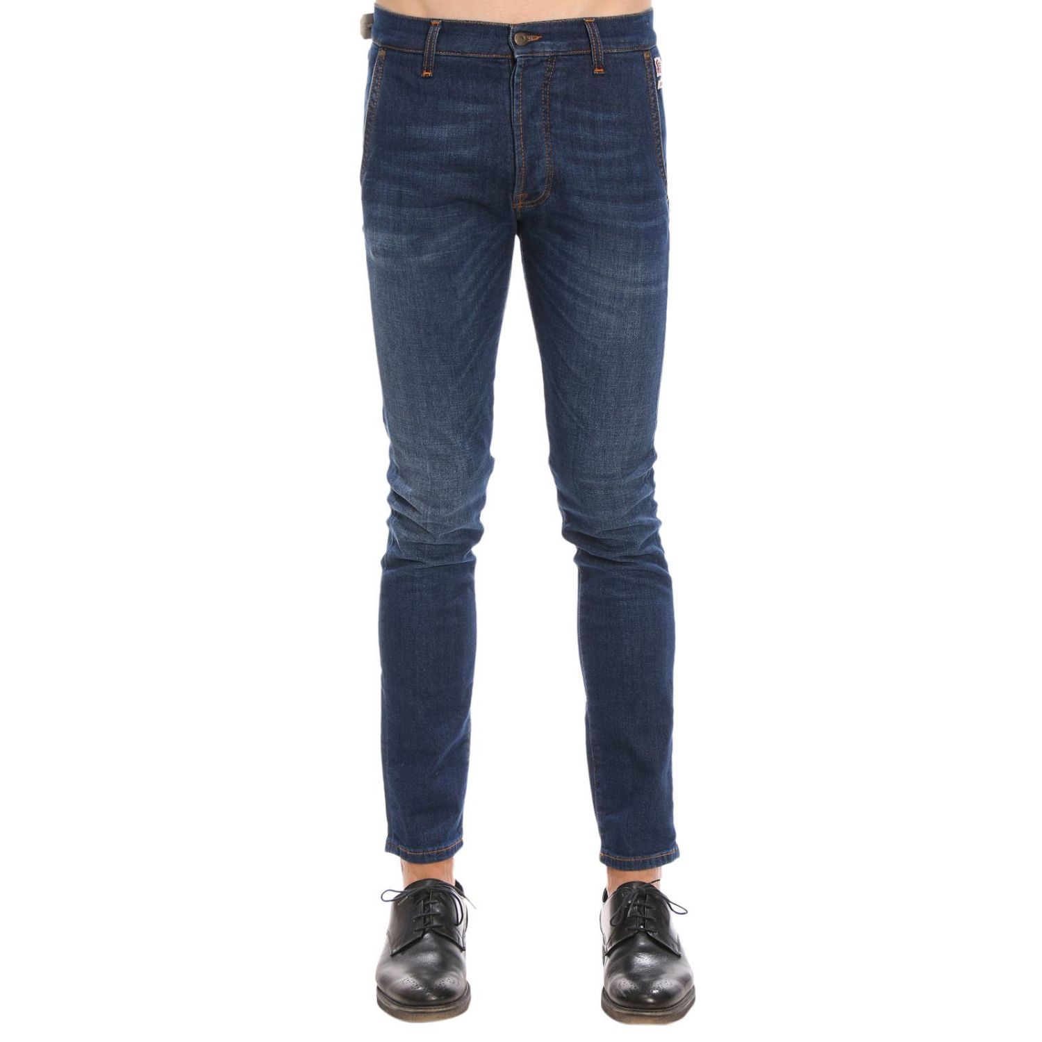Roy Rogers Outlet: Jeans Campa Superior slim fit in cotone stretch used con tasche  america - Blue | Jeans Roy Rogers A18RIU005D1411045 GIGLIO.COM