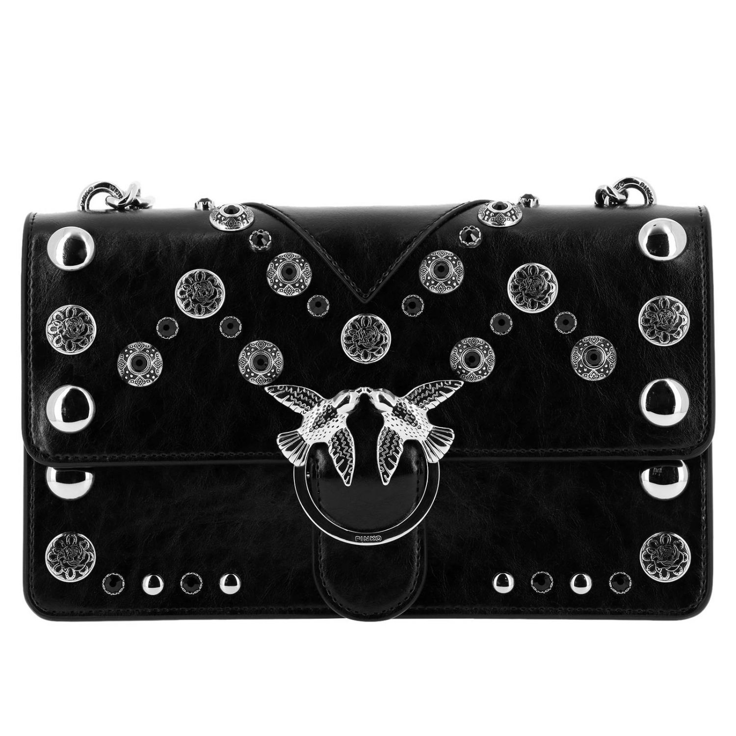 pinko love bag black silver