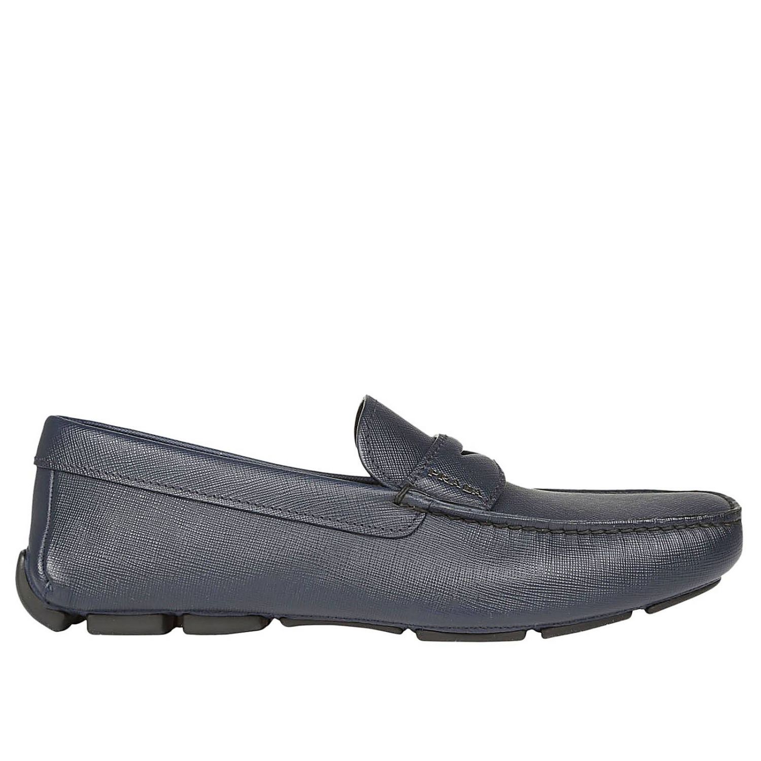 prada blue loafers