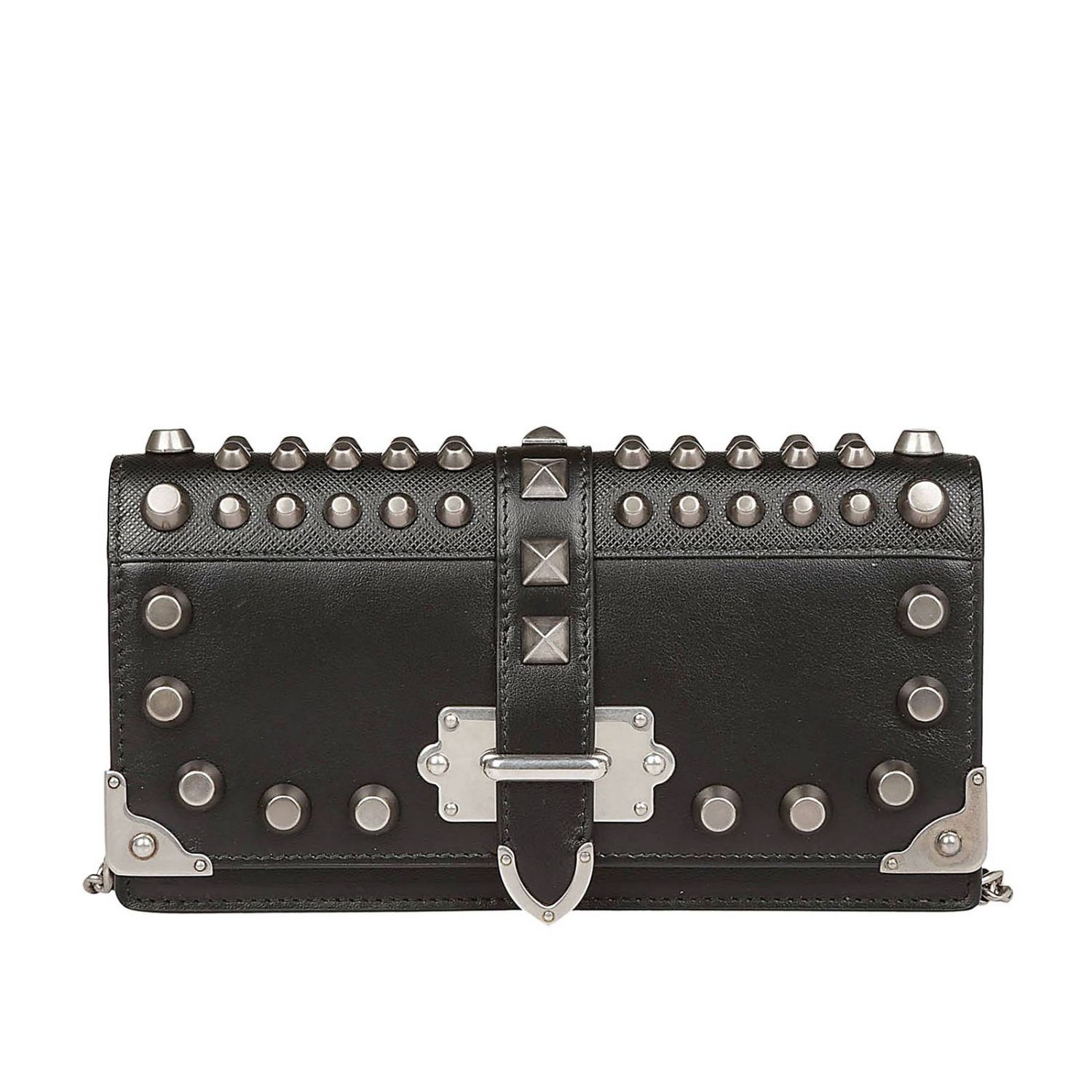 Prada Mini Bandoliera bag in smooth leather with allover studs and