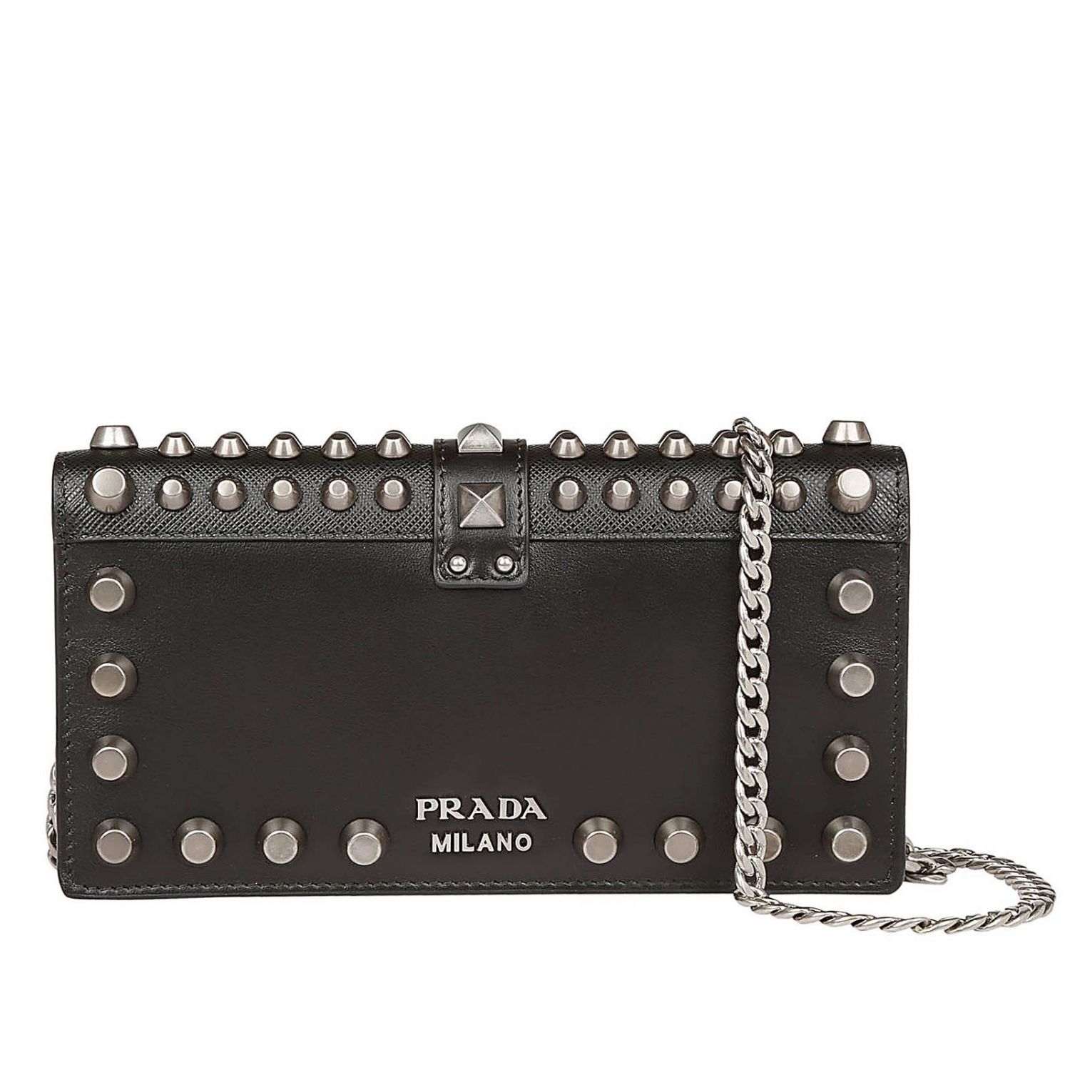 Prada Mini Bandoliera bag in smooth leather with all-over studs and