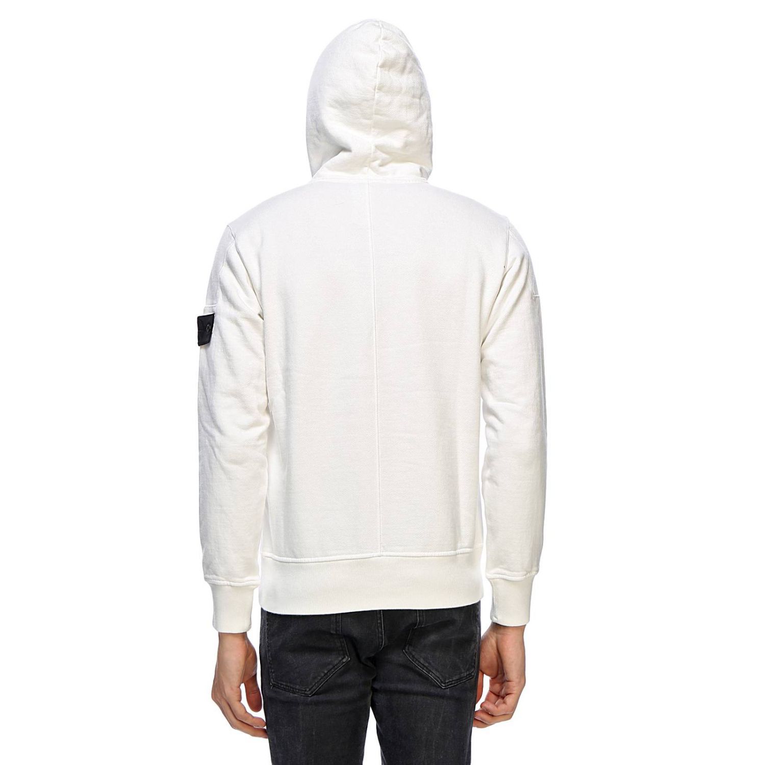 mens white stone island sweatshirt