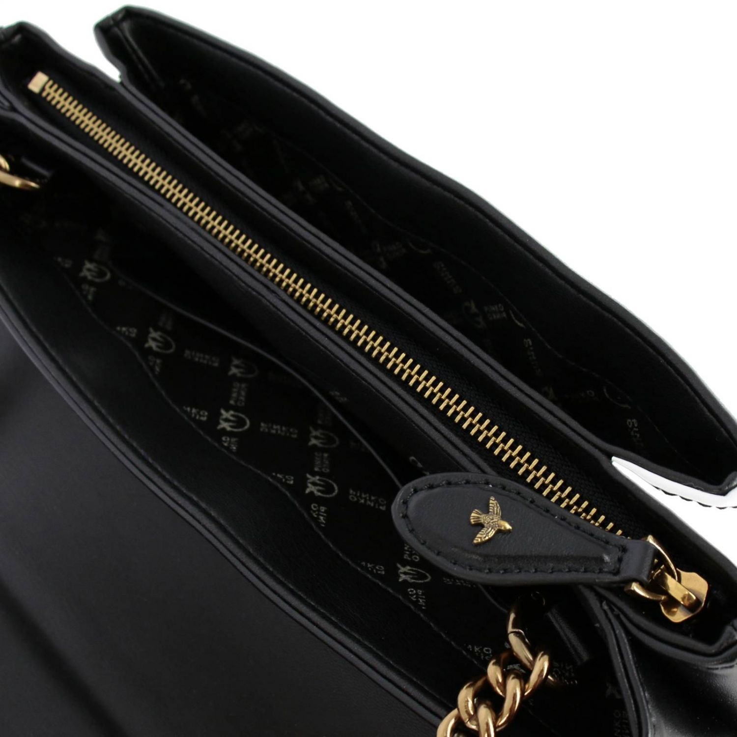 PINKO: Love bag in leather with chain strap - Black | Pinko crossbody ...