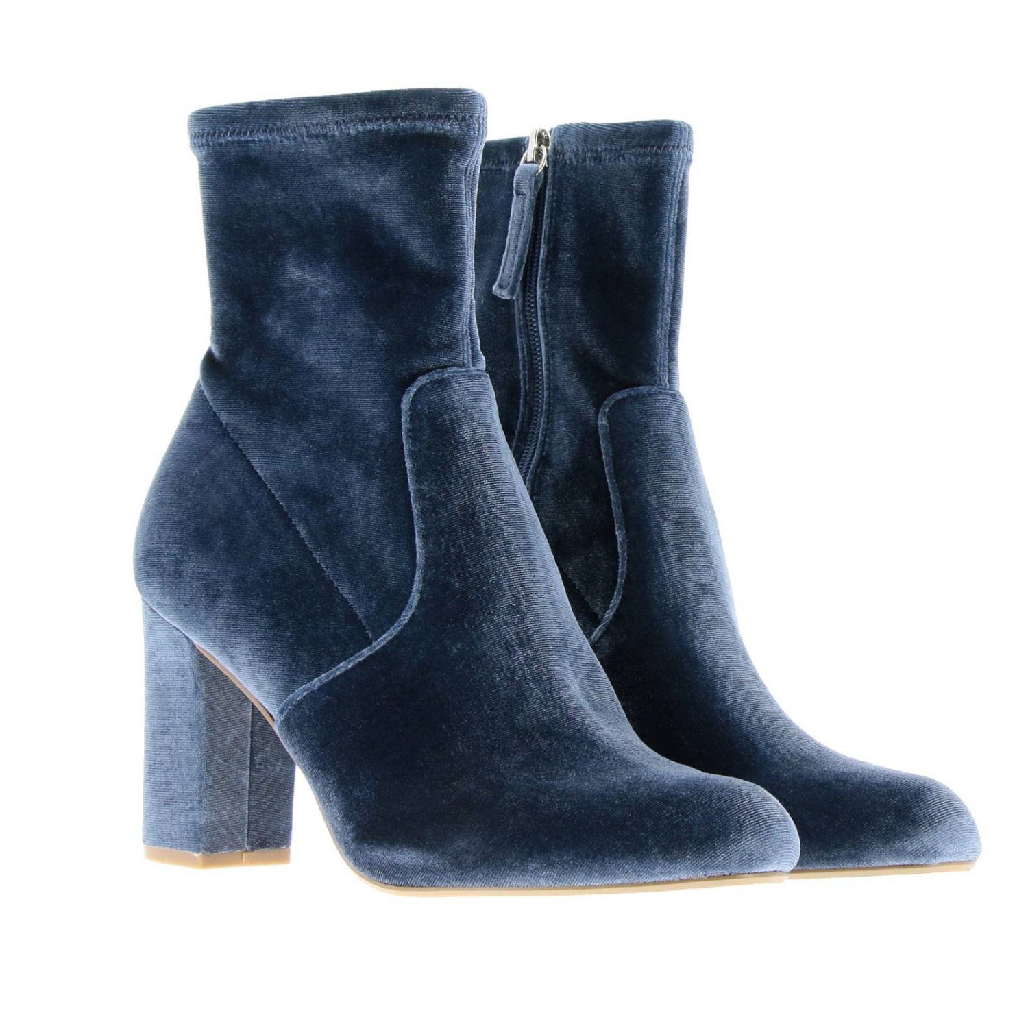 Steve Madden Outlet: Tronchetto in velluto con zip e maxi tacco squadrato -  Blue | Tronchetti Steve Madden AVENUE VELVET GIGLIO.COM