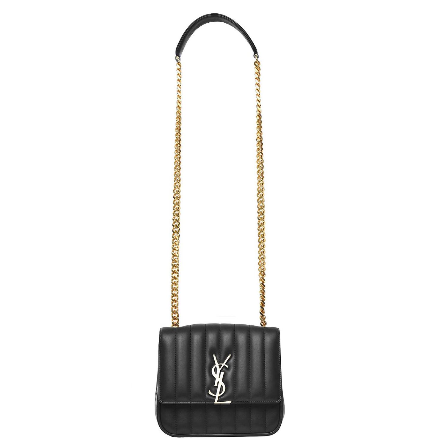 SAINT LAURENT: Borsa Monogram YSL in pelle trapuntata con tracolla a catena  - Nero | Borse A Tracolla Saint Laurent 532612 COP0J GIGLIO.COM
