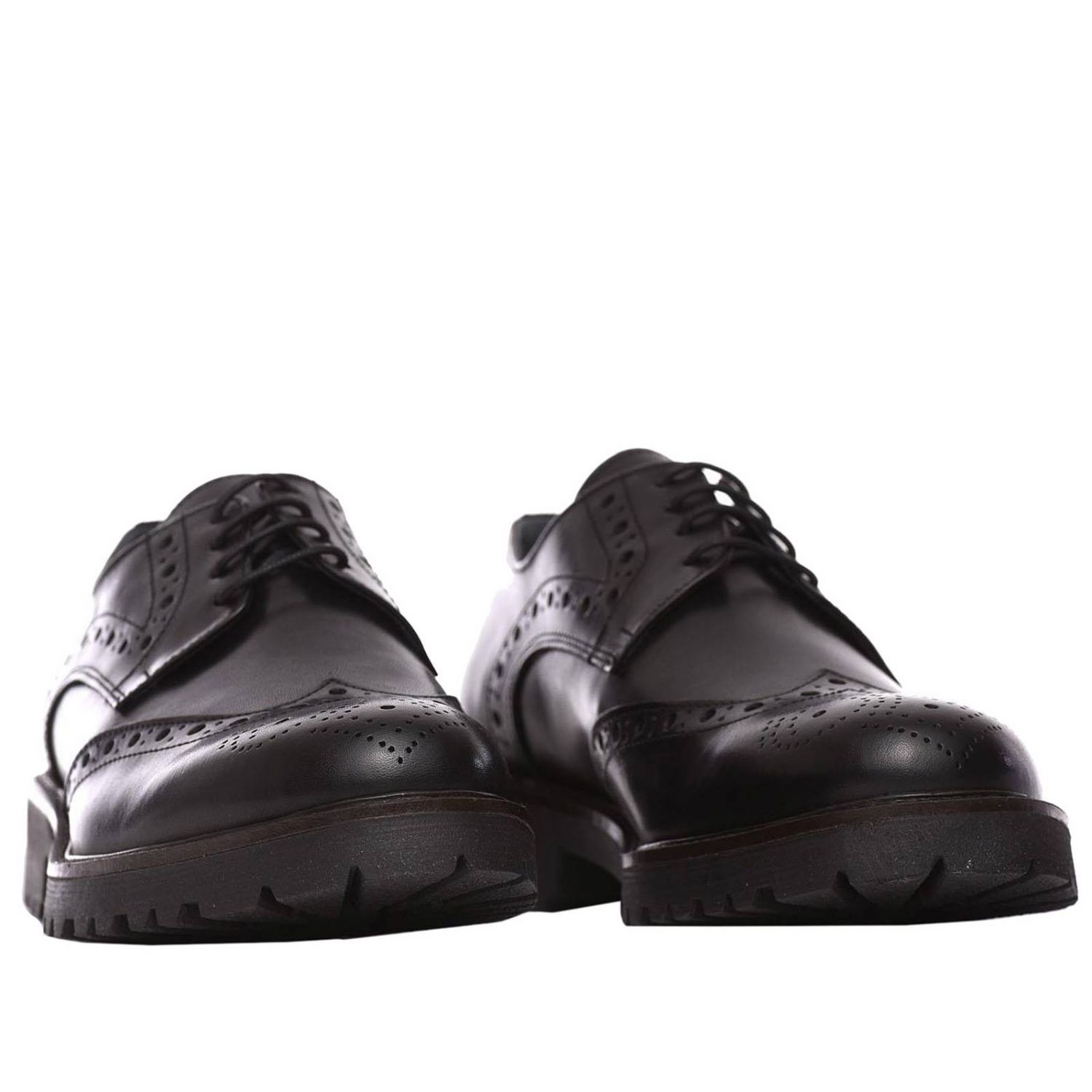 Pollini Outlet: Scarpa classica stringata in pelle con motivo brogue a coda  di rondine - Nero | Scarpe Stringate Pollini PB10433G06 UH0 GIGLIO.COM