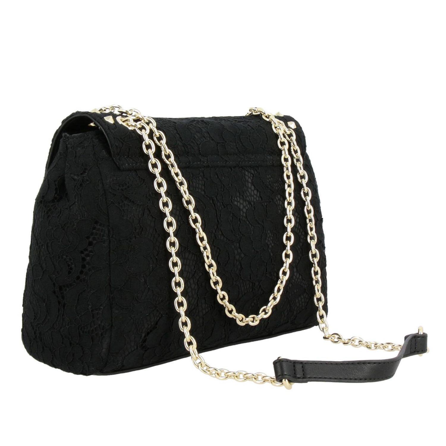 Twinset Outlet: Borsa a tracolla in pizzo con logo e borchie - Nero | Borse  A Tracolla Twinset OA8PFQ GIGLIO.COM