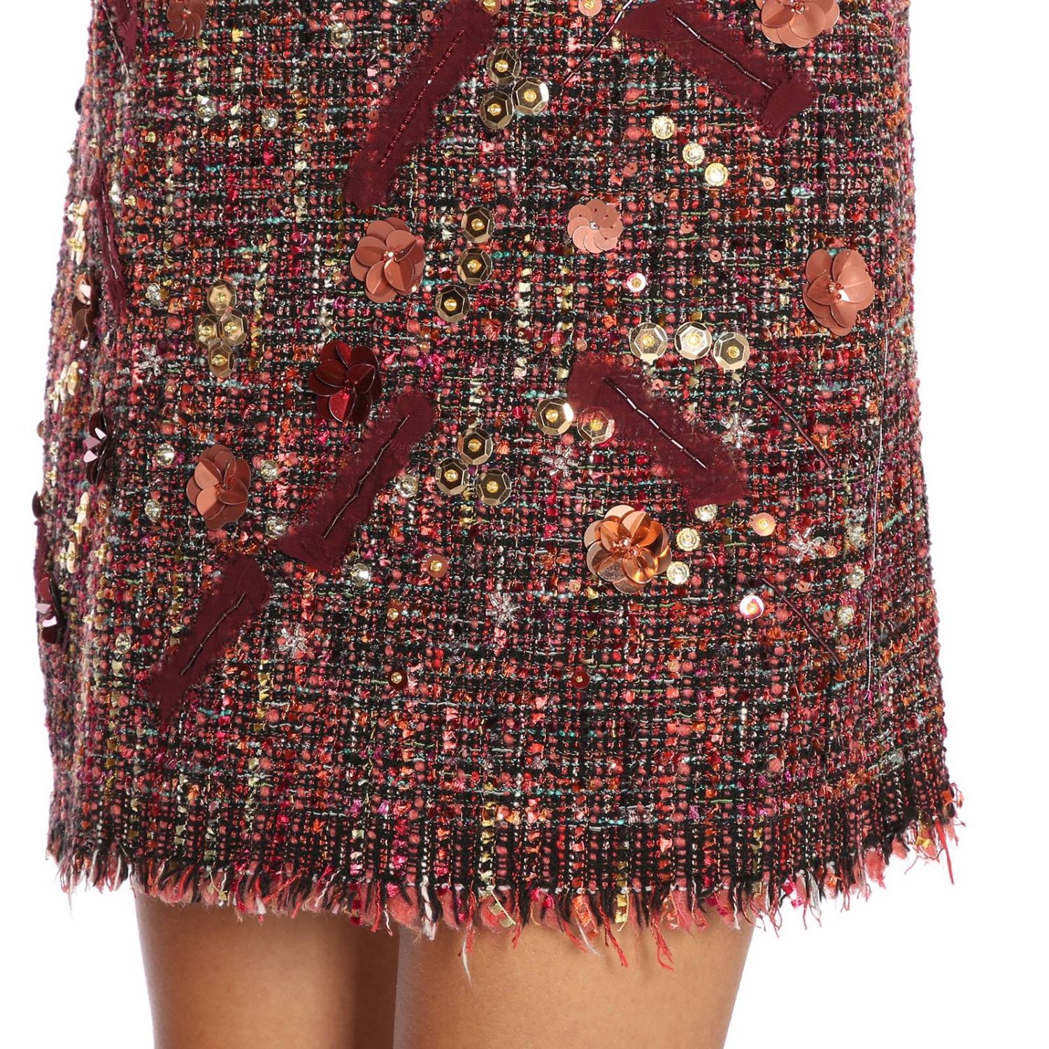 Elisabetta Franchi Outlet: Abito classic in tessuto con applicazioni  gioiello all over - Bordeaux | Abito Elisabetta Franchi AB535 87E2  GIGLIO.COM