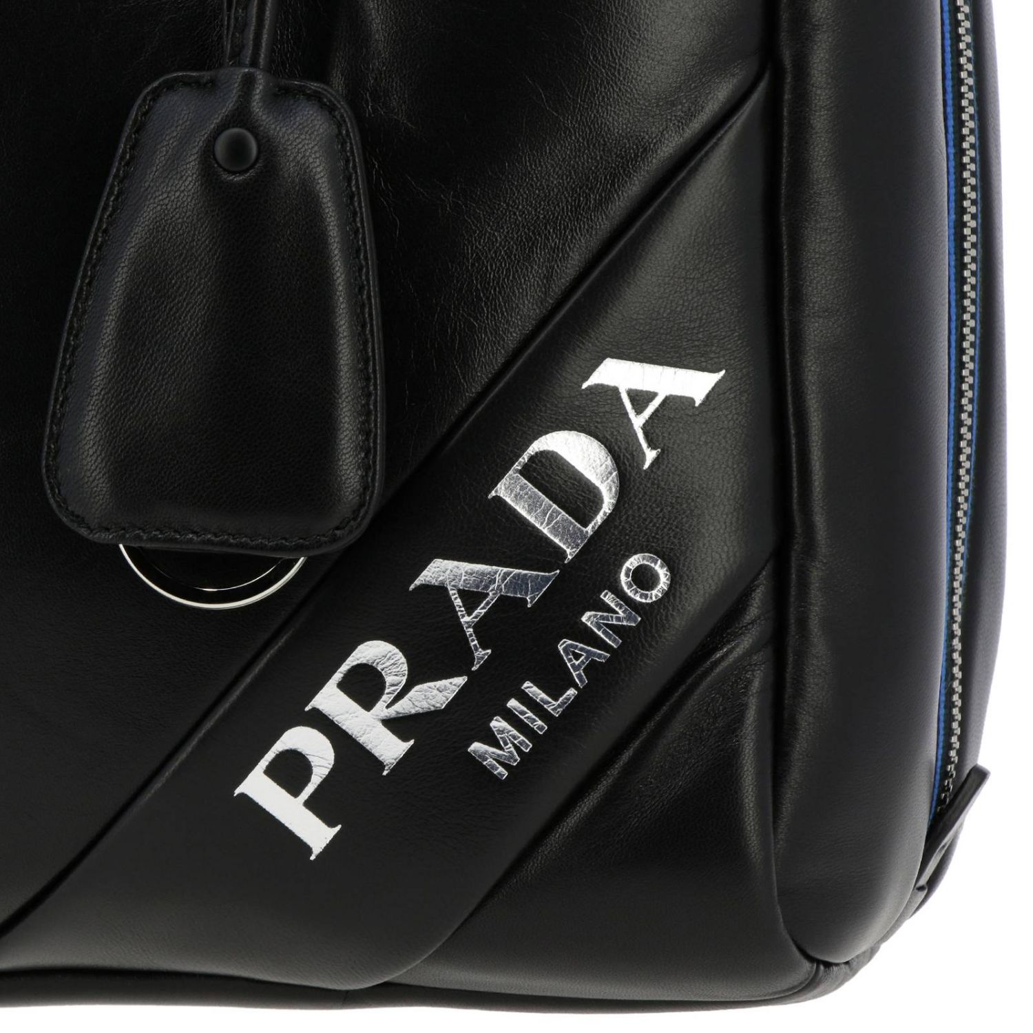 PRADA: Soft shopper bag in genuine leather with contrasting maxi ...