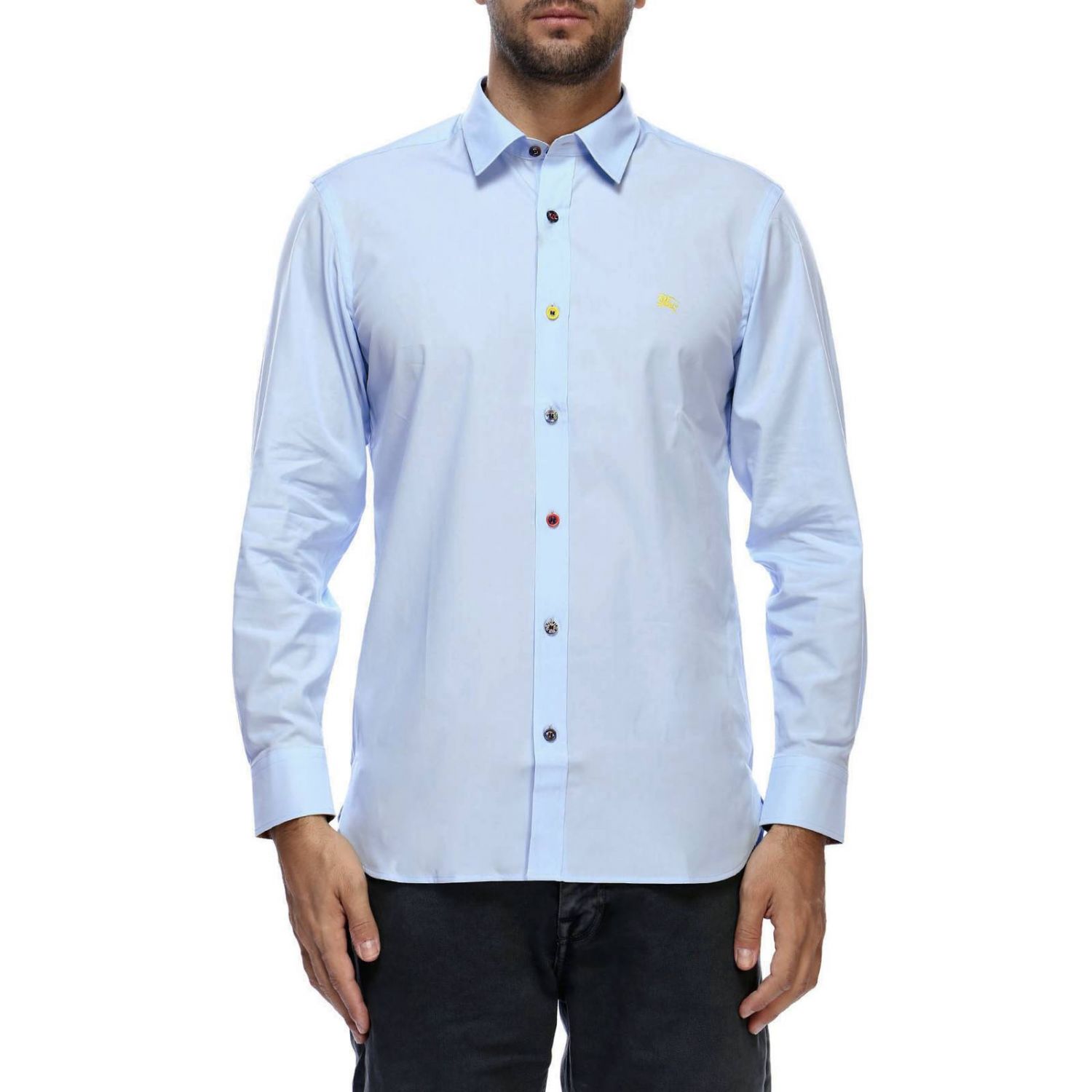 Burberry Outlet: Shirt men - Sky Blue | Shirt Burberry 8003083 GIGLIO.COM