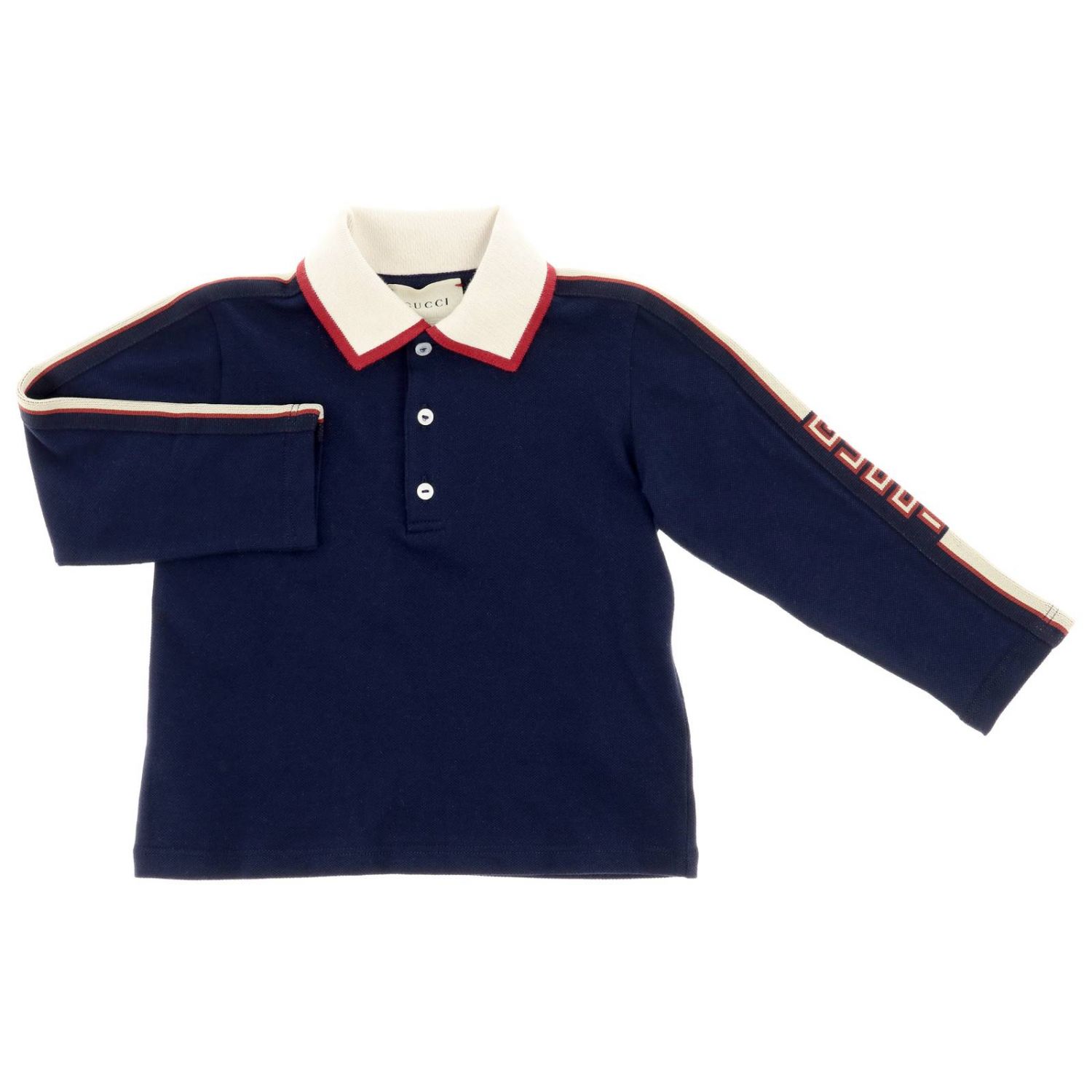 GUCCI: Polo a maniche lunghe con bordi a righe e logo - Fantasia | T-Shirt  Gucci 522340 X9T64 GIGLIO.COM