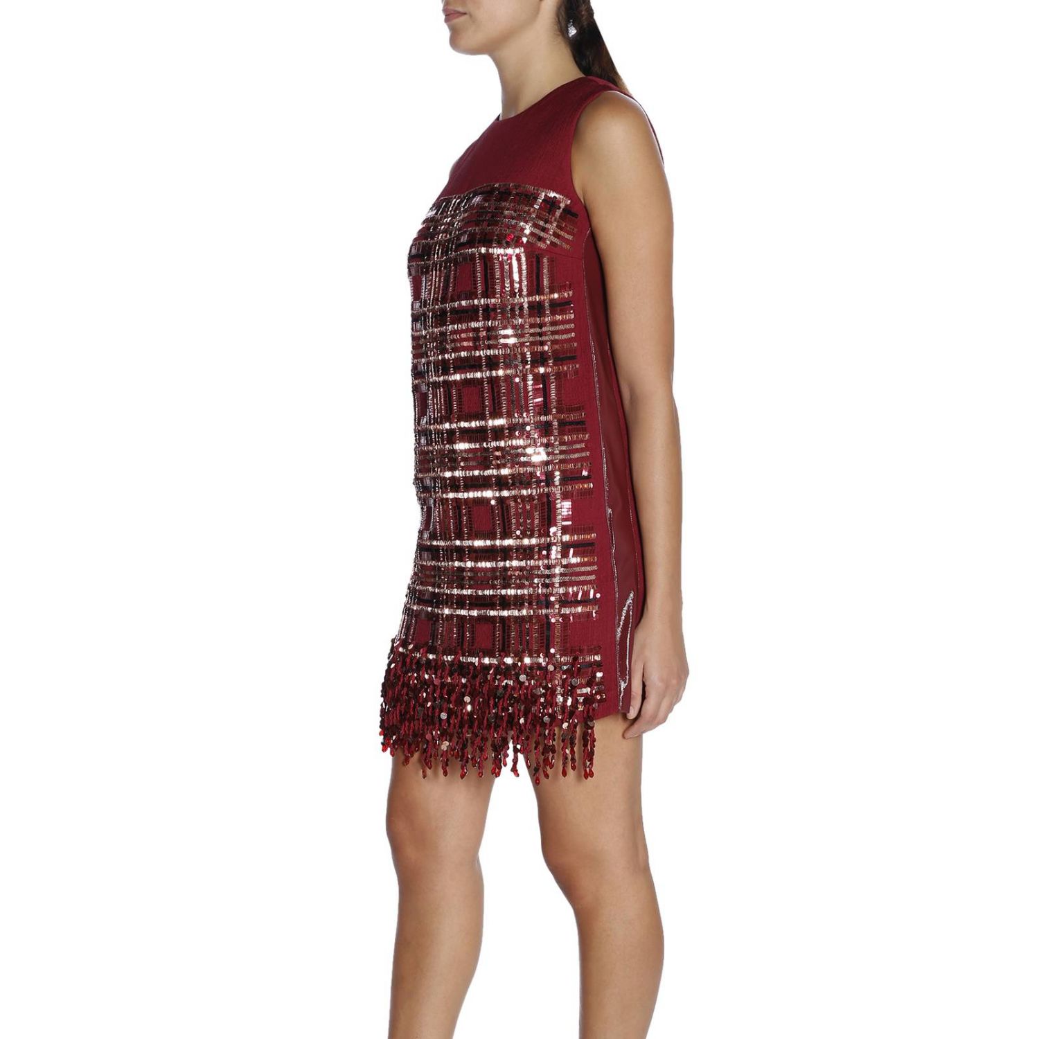 Elisabetta Franchi Outlet: Abito in tessuto a fantasia lurex - Bordeaux |  Abito Elisabetta Franchi AB541 87E2 GIGLIO.COM
