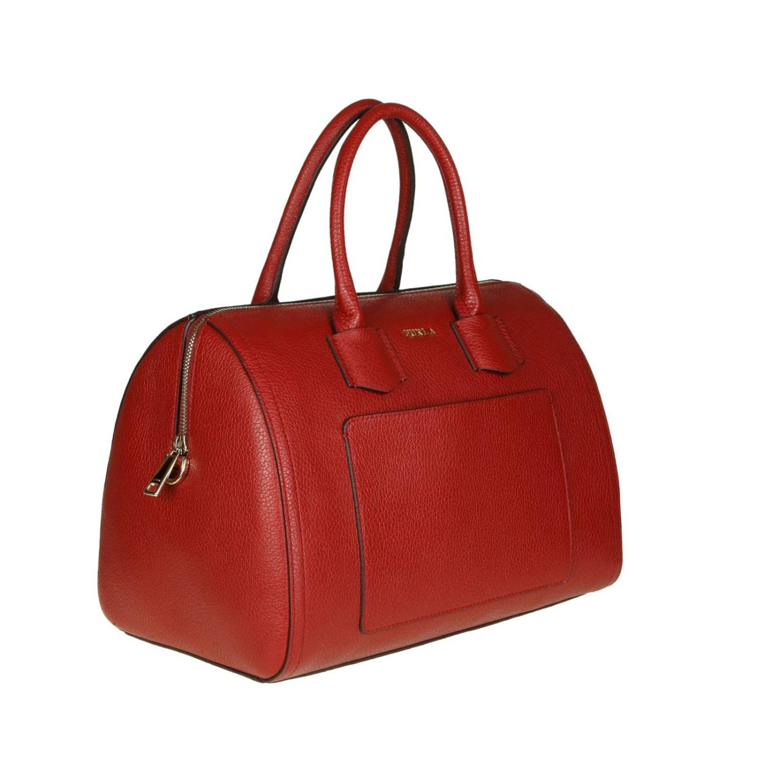 Furla Outlet: Bauletto in pelle texturizzata con tracolla amovibile -  Ciliegia | Borsa A Mano Furla 984392 GIGLIO.COM