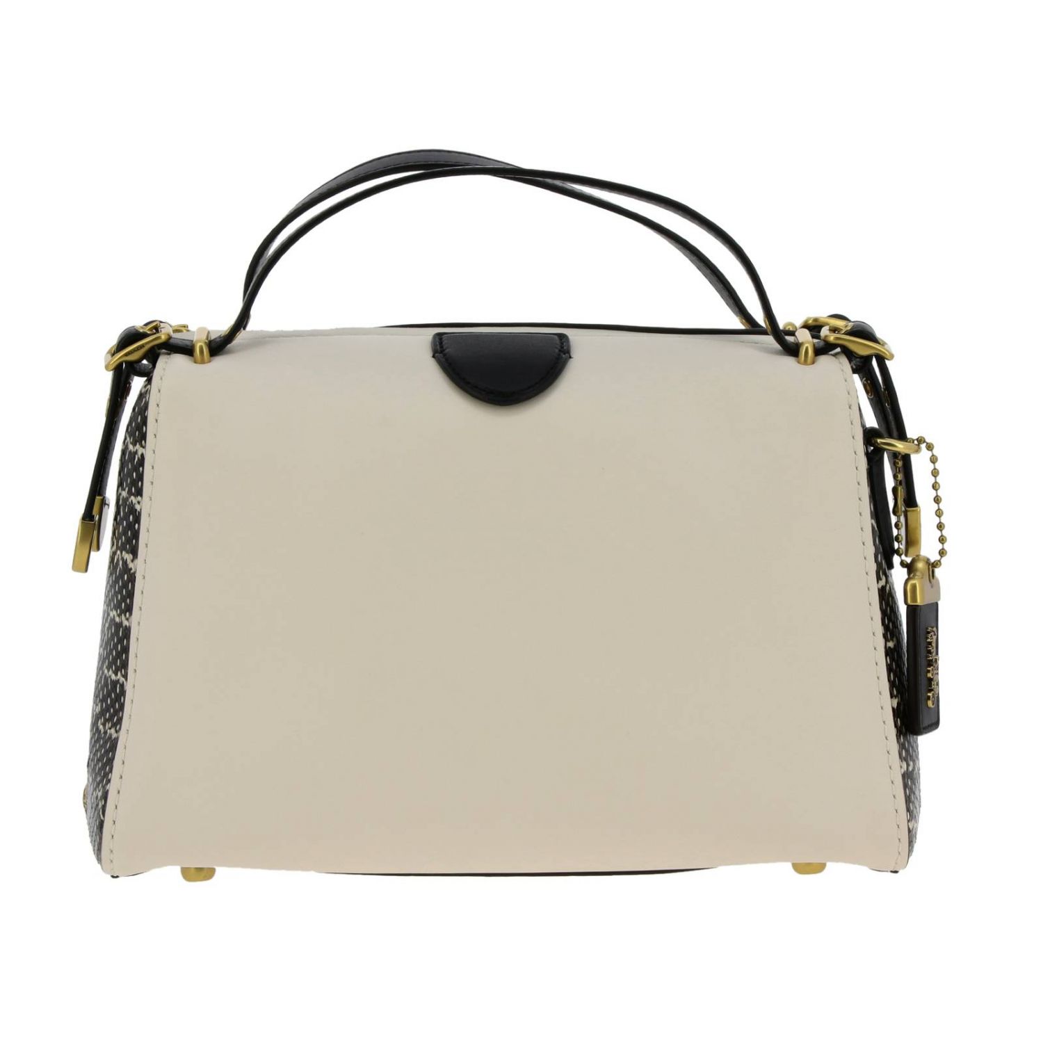 Coach Outlet: Borsa a bauletto in vera pelle liscia con stampa pitone e  tracolla amovibile - Fantasia | Borsa A Mano Coach 37126 GIGLIO.COM