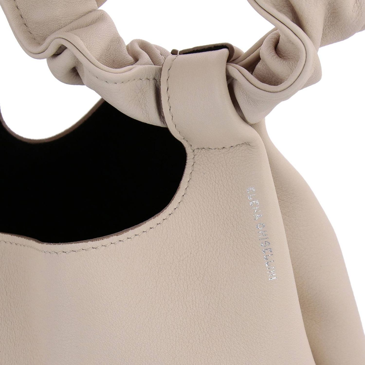 Elena Ghisellini Outlet: Borsa mini a sacchetto con doppi manici diversi -  Bianco | Clutch Elena Ghisellini B0935 GIGLIO.COM
