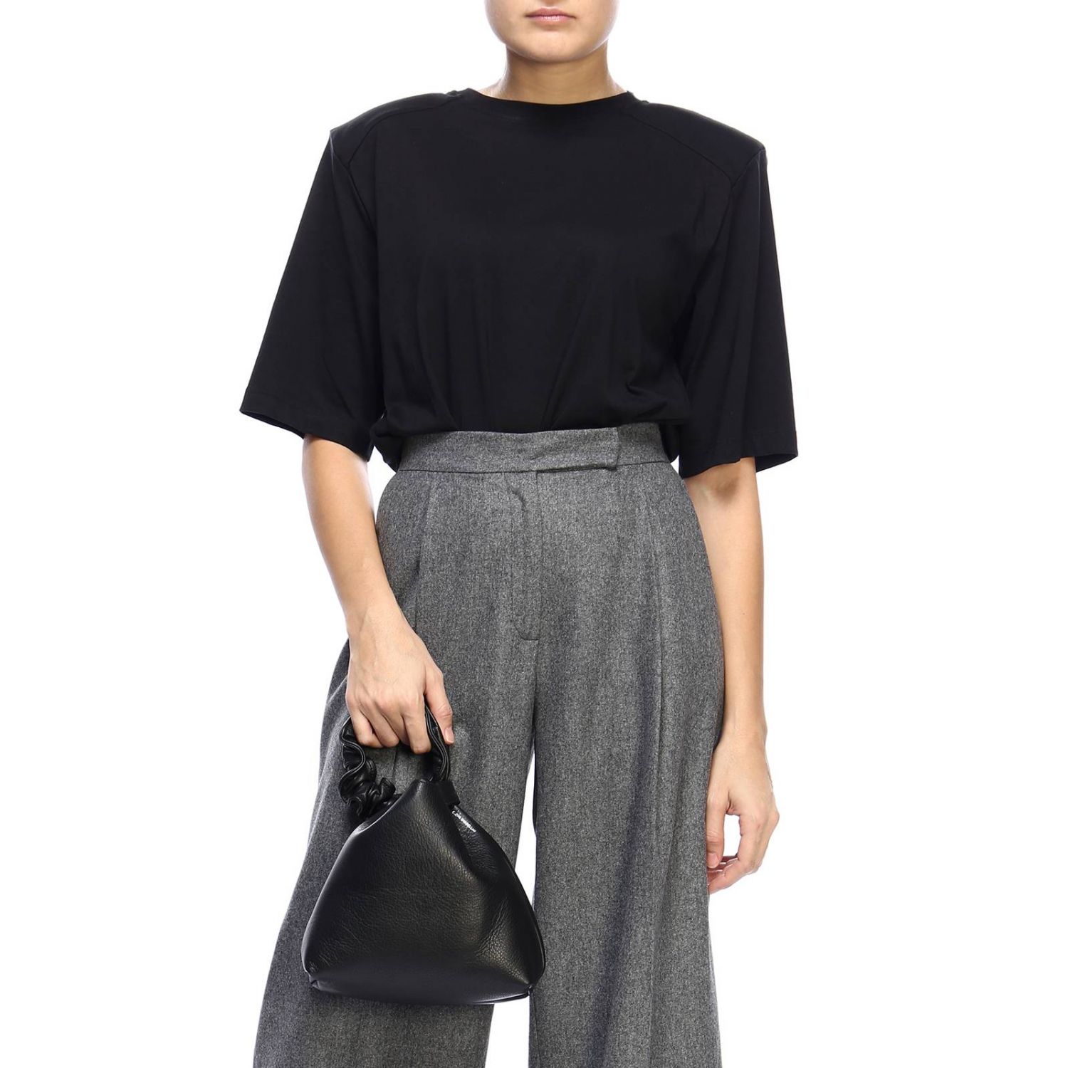 Elena Ghisellini Outlet: Borsa mini a sacchetto con doppi manici diversi -  Nero | Clutch Elena Ghisellini B0935 GIGLIO.COM