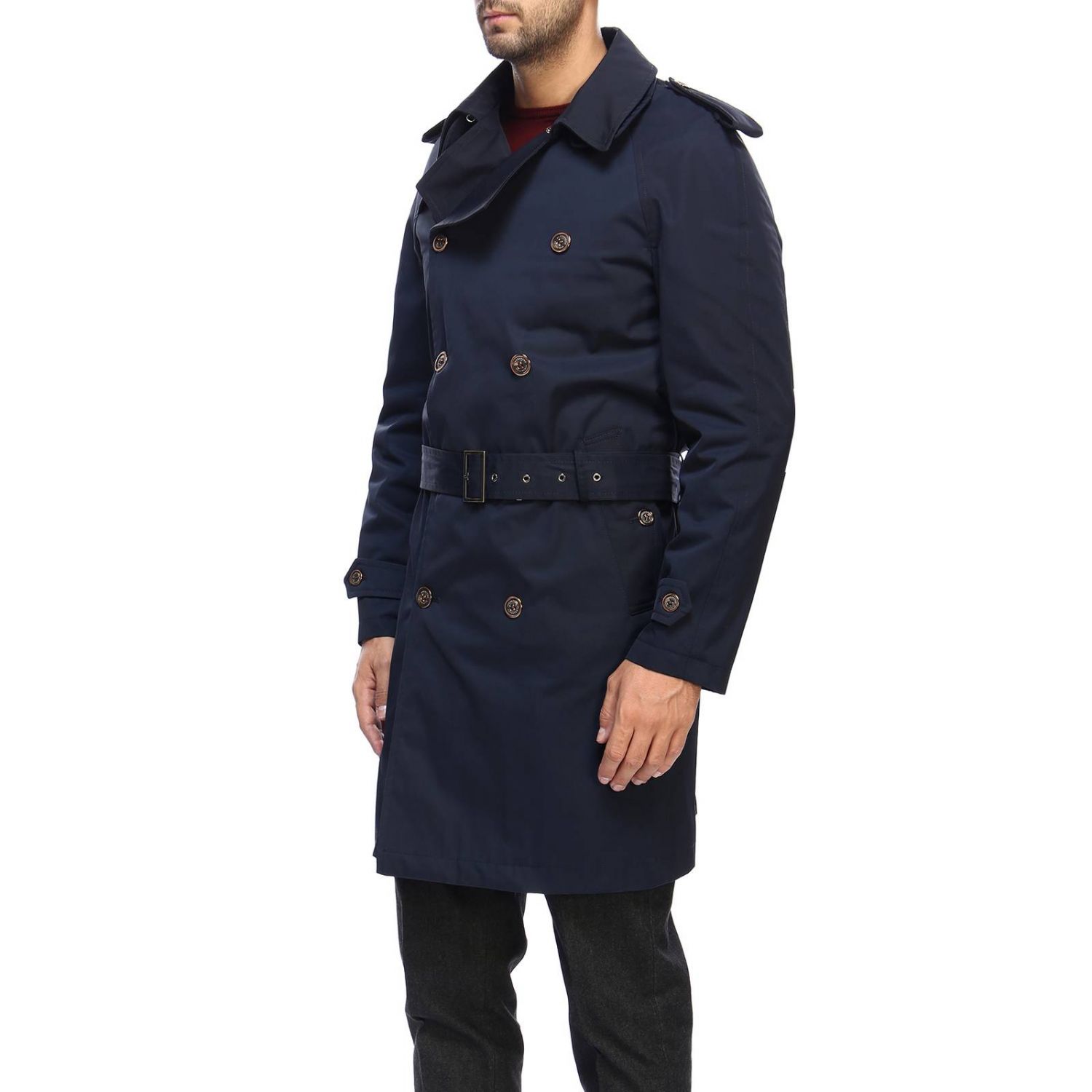 Alessandro Dell'acqua Outlet: Trench Coat men - Blue | Trench Coat ...