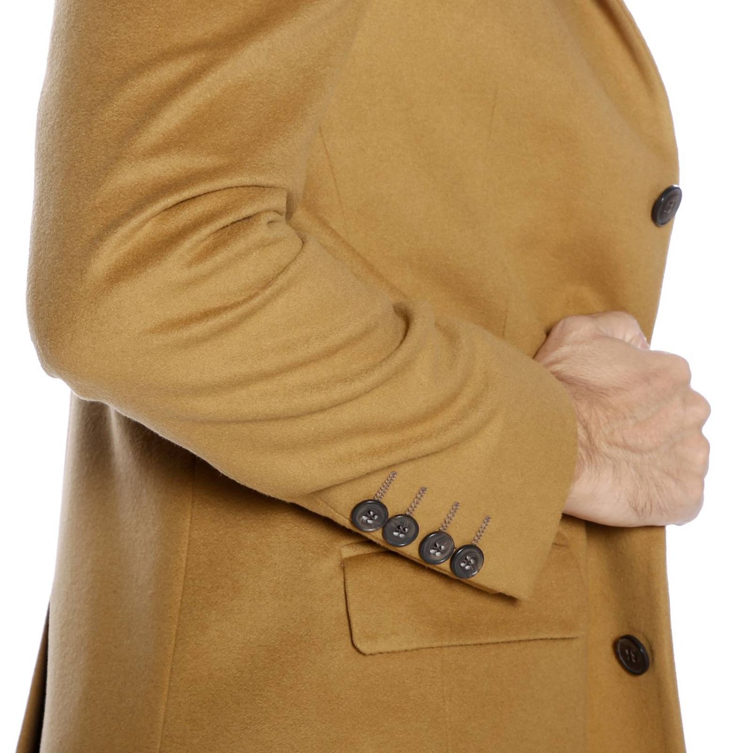 Cappotto Brian Dales: Cappotto medio classic monopetto a tre bottoni cammello 4