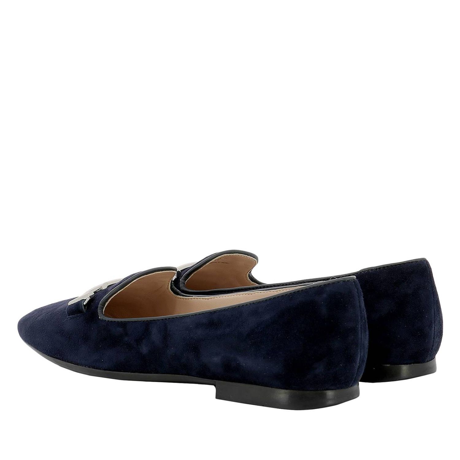 tods blue leather loafers