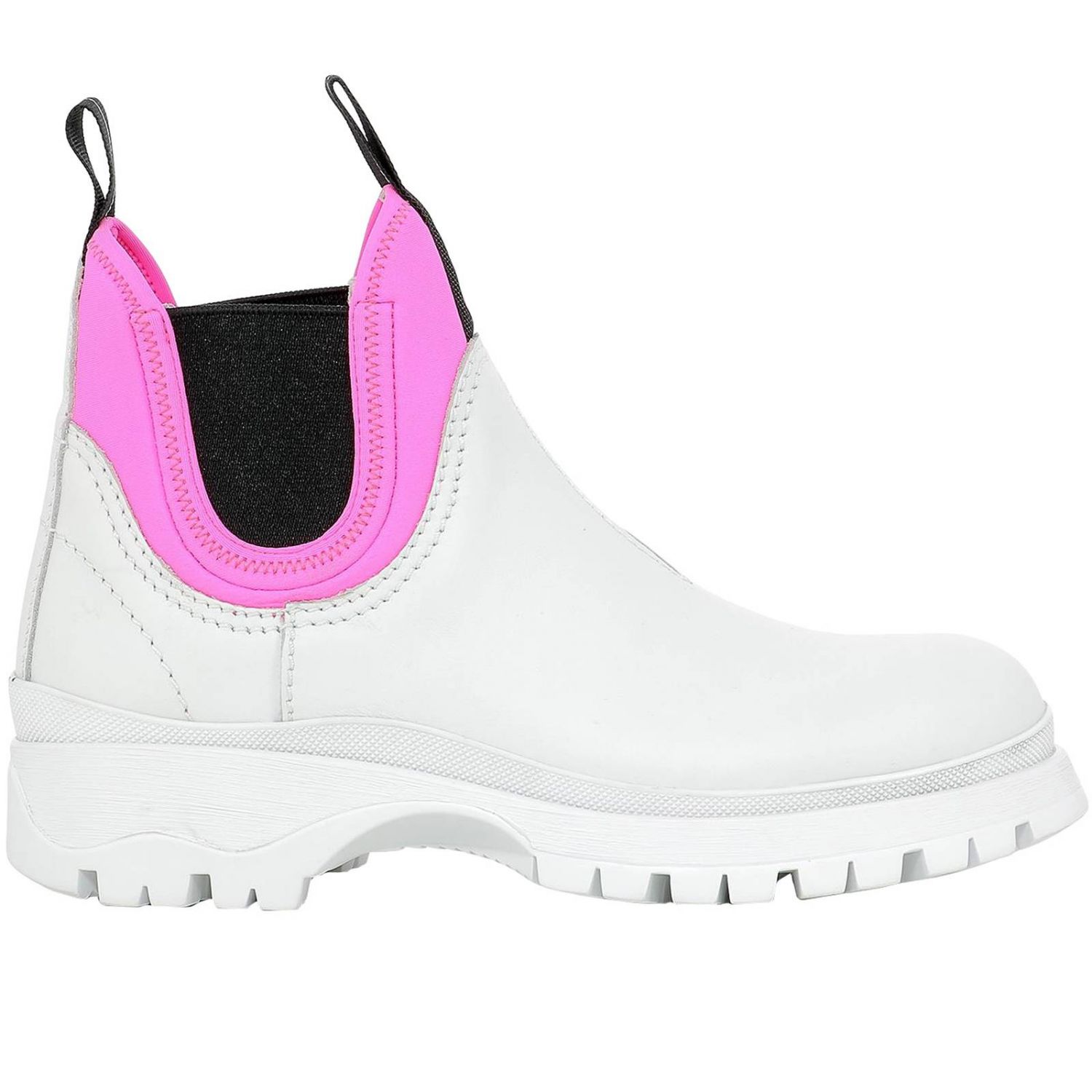 prada pink and white boots