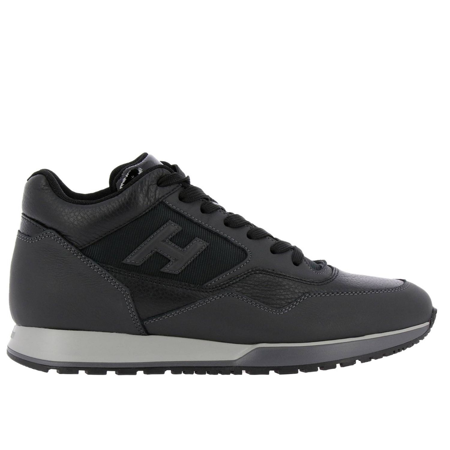 Hogan Outlet: Sneakers 321 a polacco in camoscio pelle nabuk e tela con H  flock | Sneakers Hogan Uomo Nero | Sneakers Hogan HXM3210Z880 JBT GIGLIO.COM