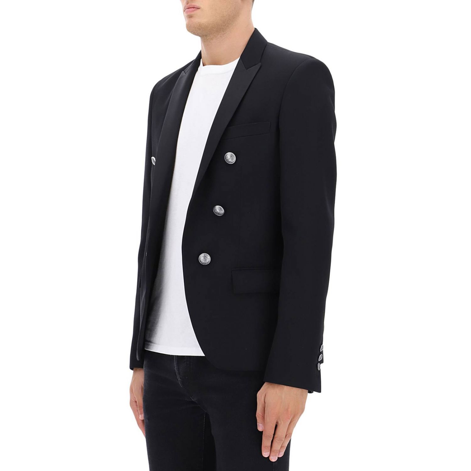 Balmain Outlet: jacket for man - Black | Balmain jacket W8H7746T358 ...