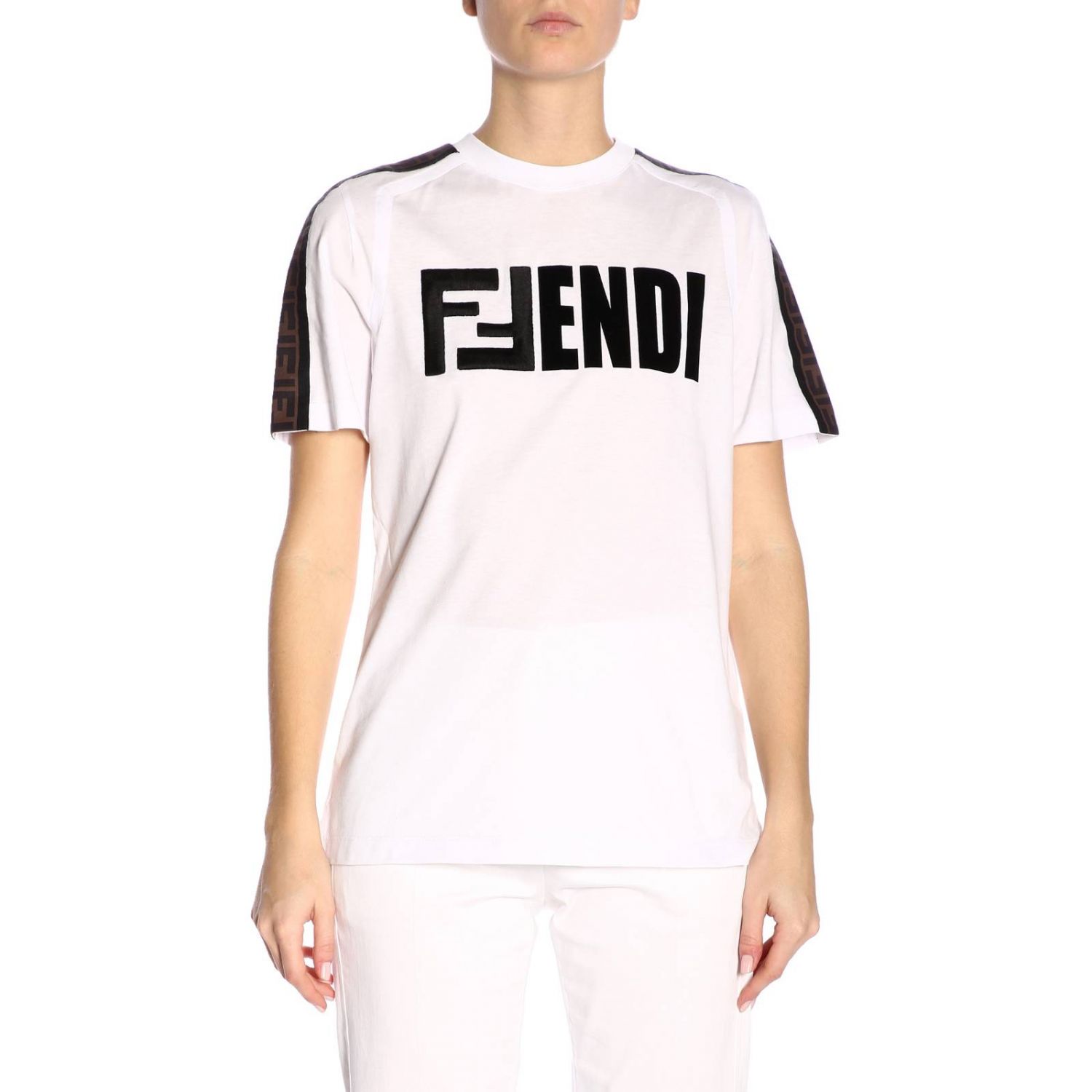 T-shirt Fendi Roma Con Bande Ff da Donna Fendi | Coltorti Boutique