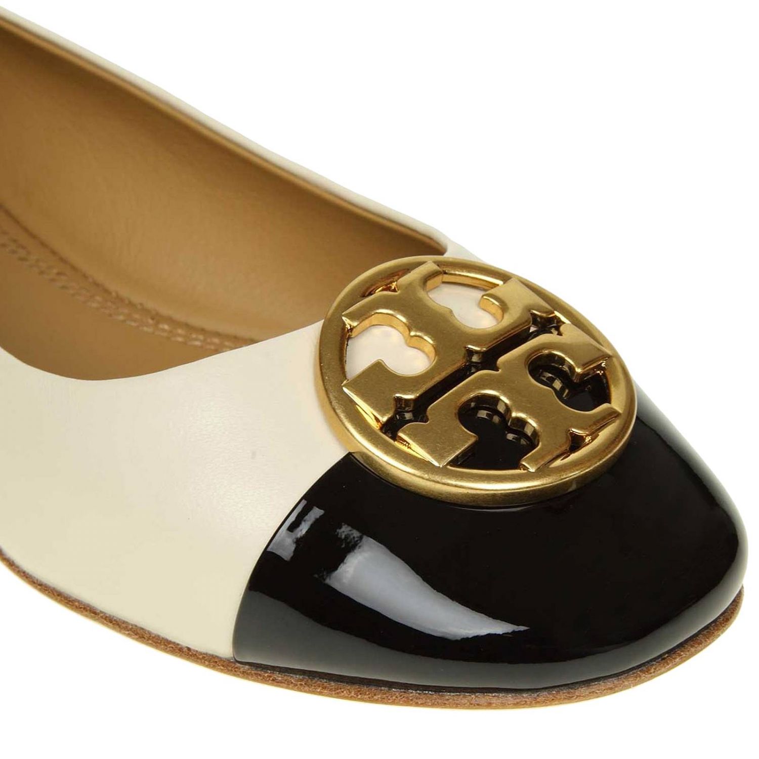 cream leather ballet flats