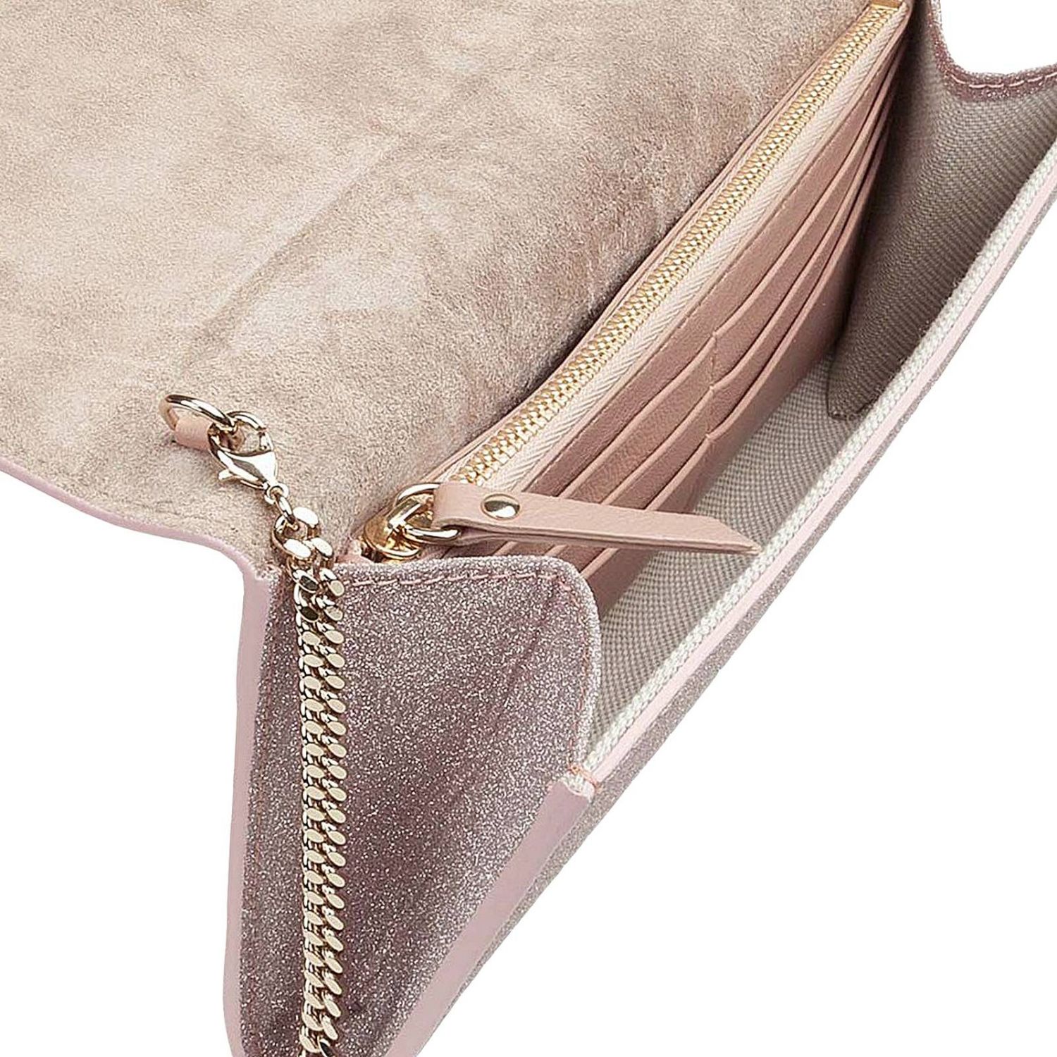 Jimmy Choo Outlet Emmie glitter clutch with asymmetrical metallic