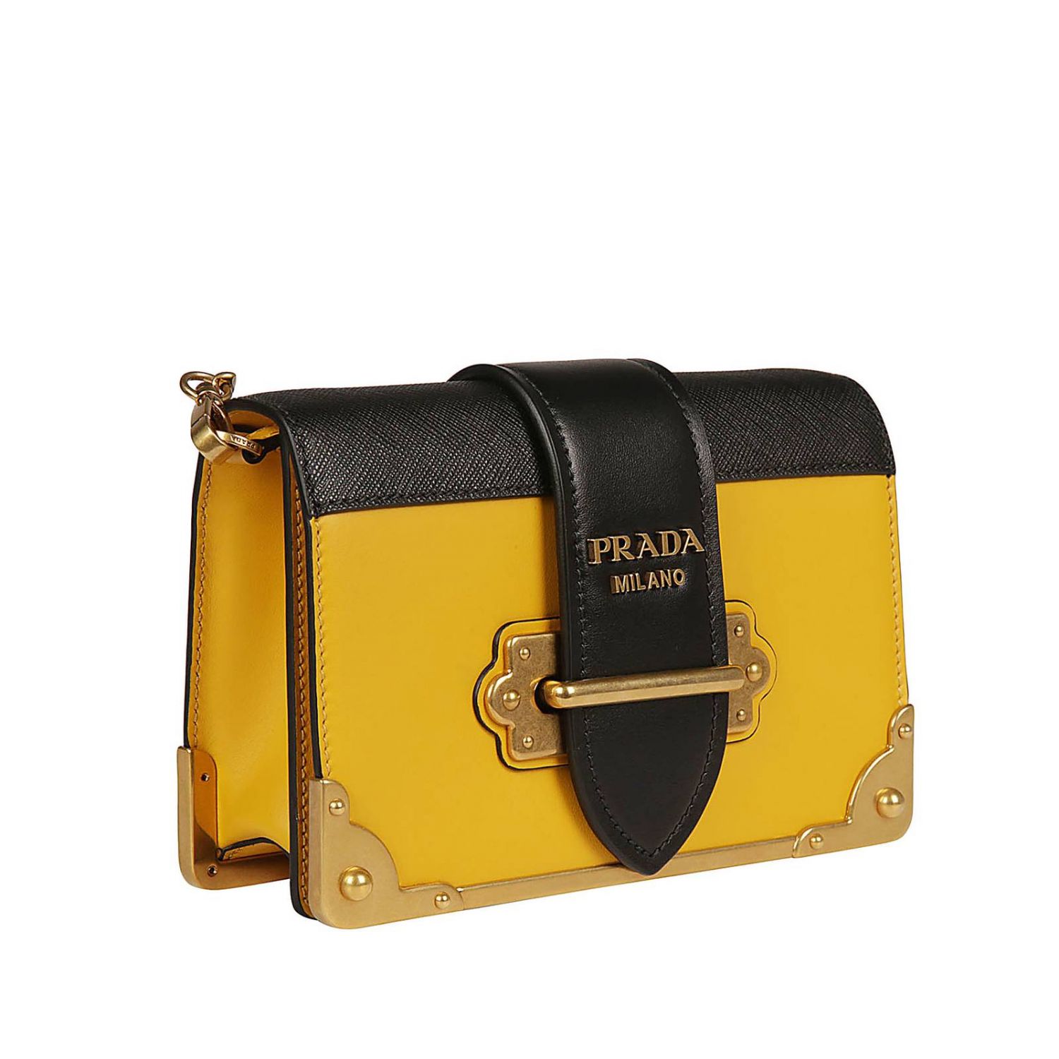 PRADA Cahier bag in genuine smooth and saffiano leather with maxi