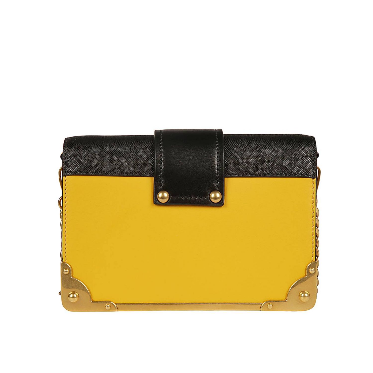 PRADA Cahier bag in genuine smooth and saffiano leather with maxi