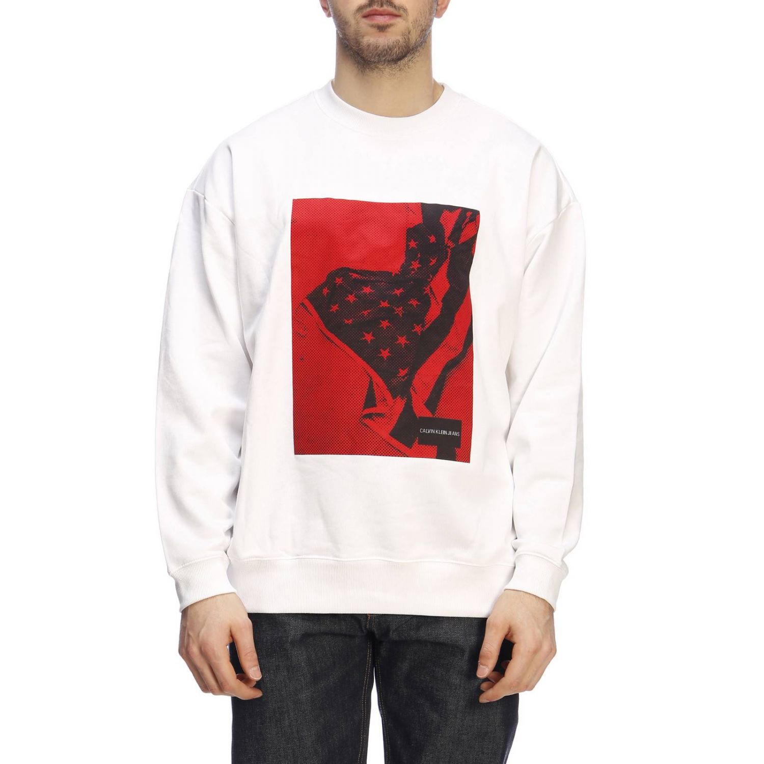 Calvin Klein Jeans Outlet: Sweatshirt men - White | Sweatshirt Calvin ...