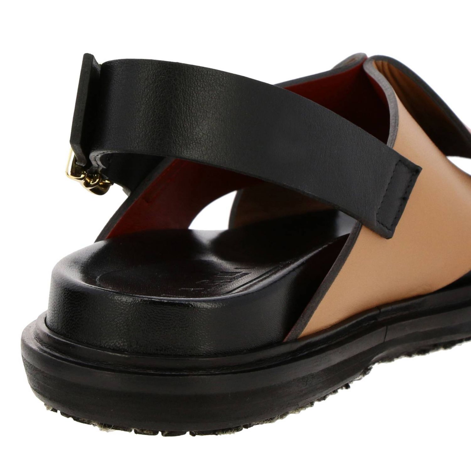 black and cream sandals