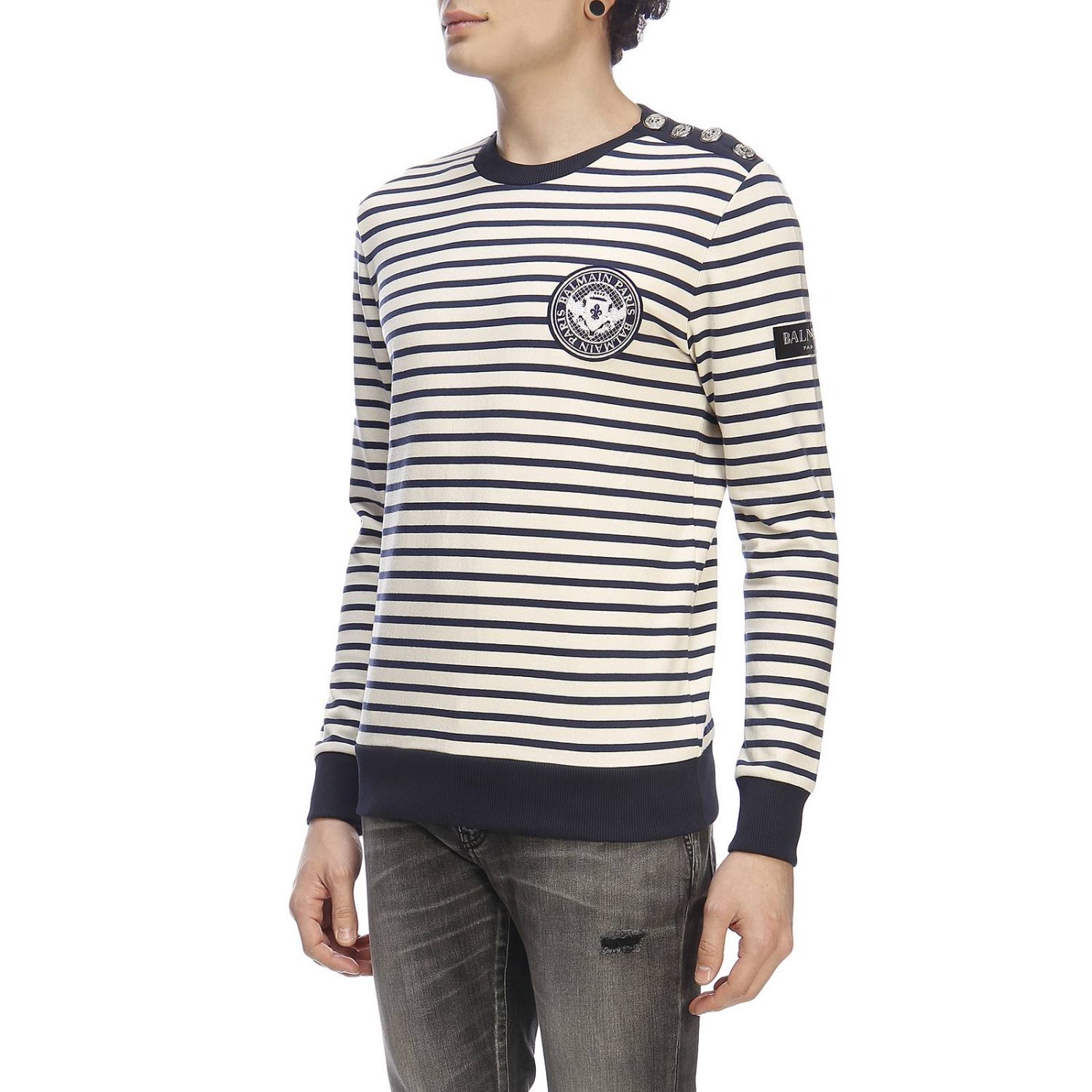 blue balmain t shirt