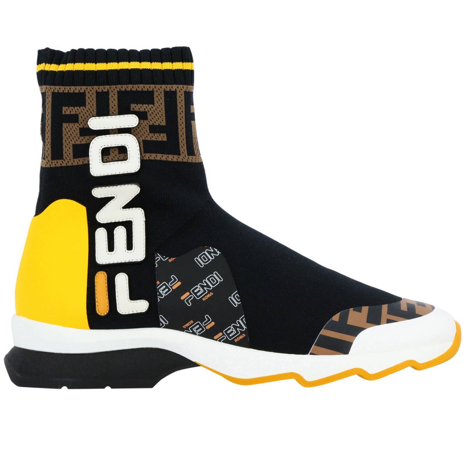 fendi black and yellow shoes