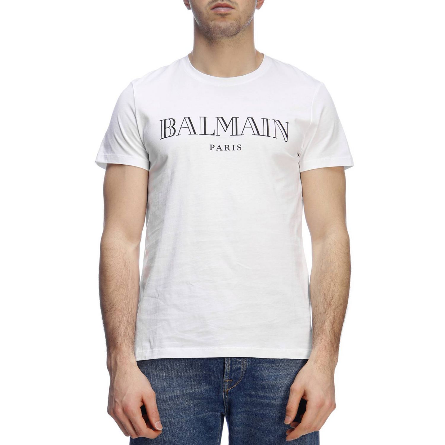 BALMAIN: t-shirt for man - White | Balmain t-shirt RH11601I312 online ...