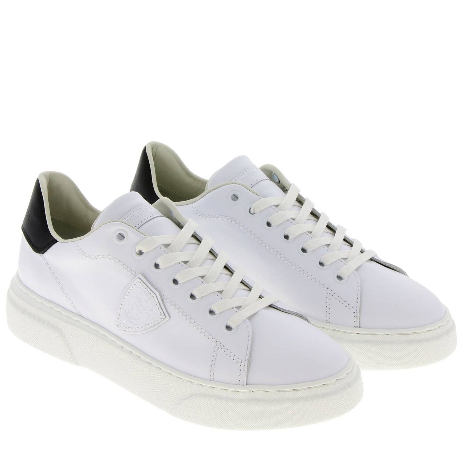Philippe Model Outlet: Sneakers Temple stringata in pelle liscia con suola  oversize e tallone a contrasto - Bianco | Sneakers Philippe Model BGLD V005  GIGLIO.COM