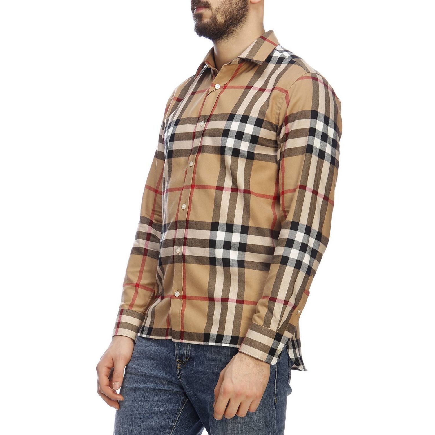 Burberry Outlet: shirt for man - Camel | Burberry shirt 8004881 online ...