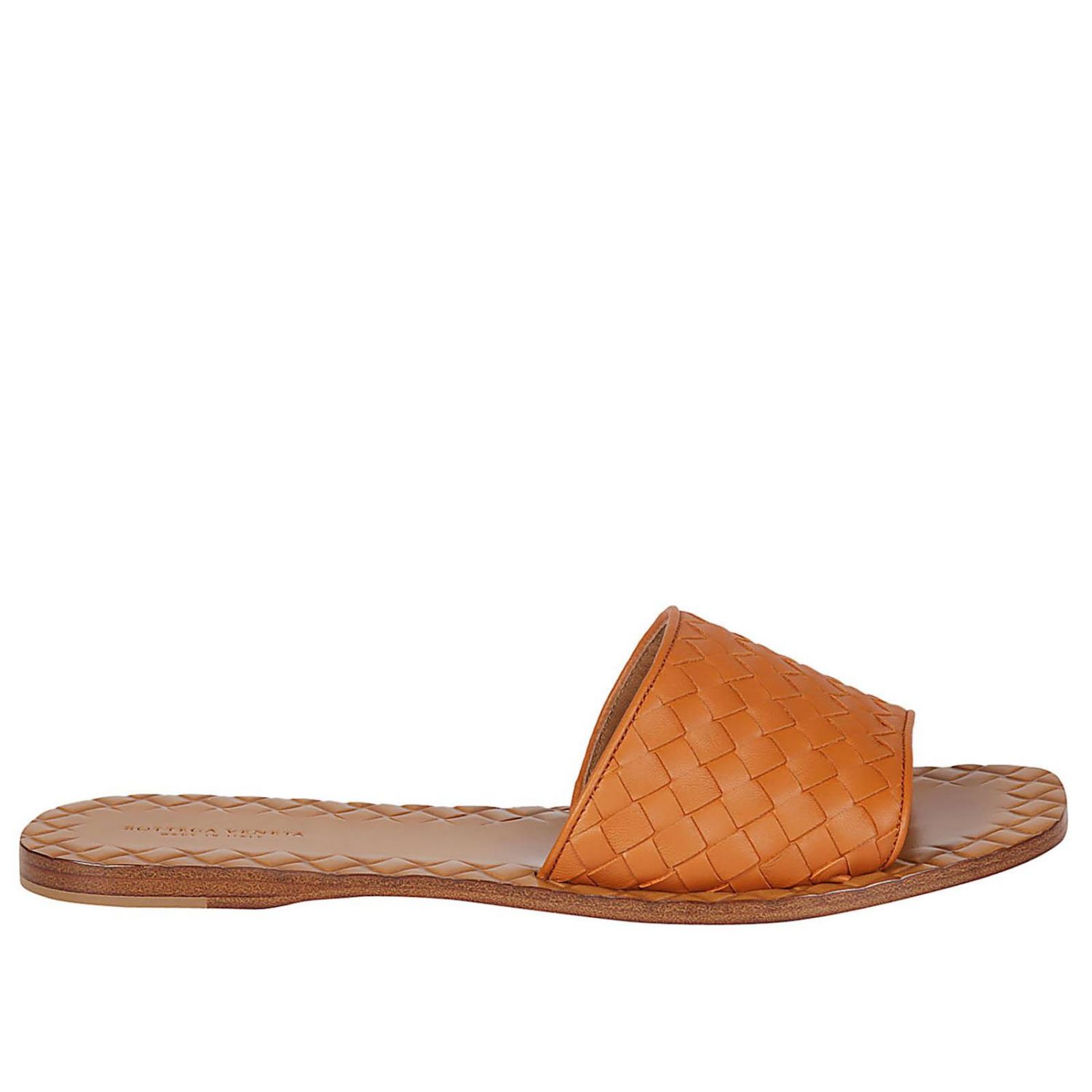 BOTTEGA VENETA: Heeled sandals women - Orange | Flat Sandals Bottega
