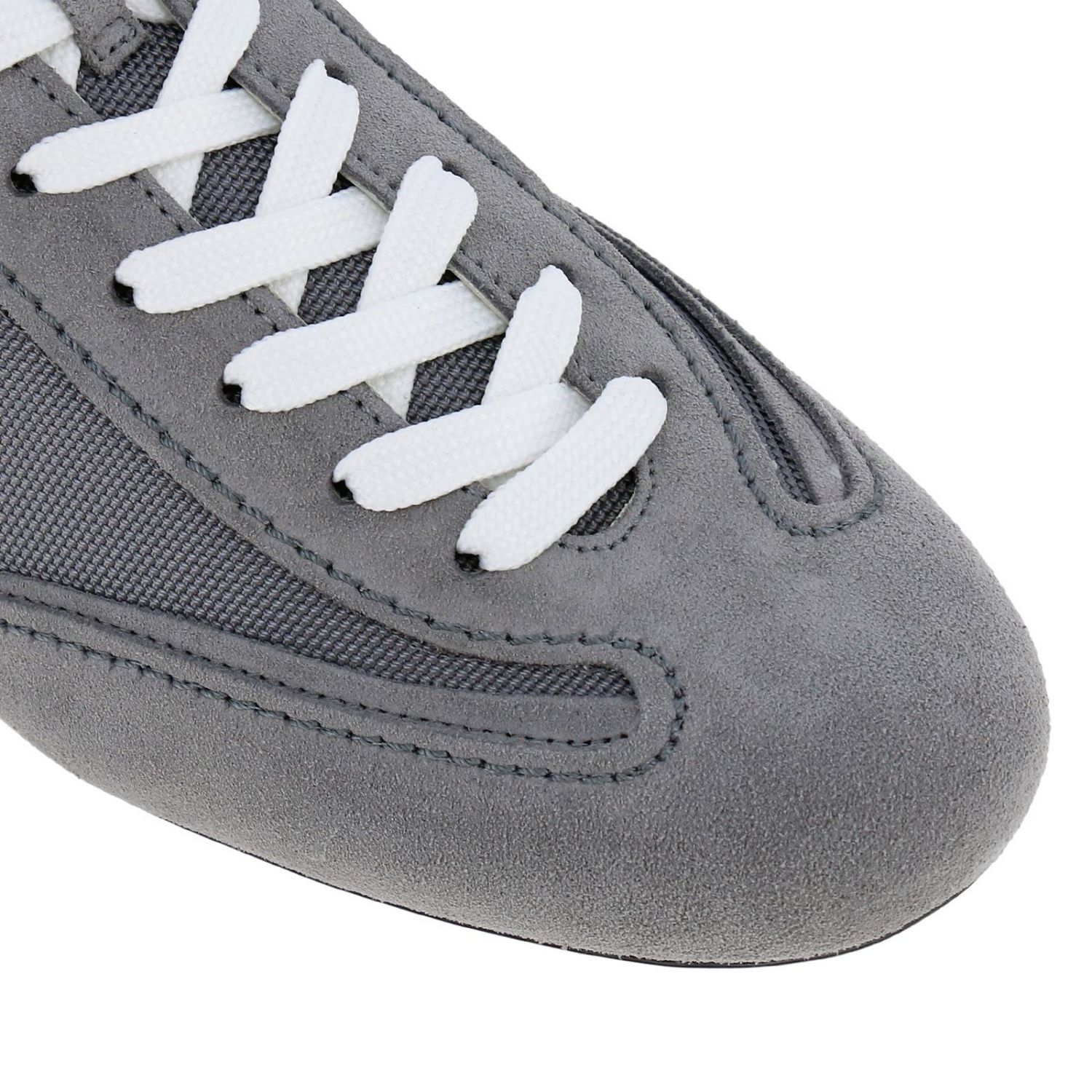 Hogan Outlet: Sneakers Olympia in camoscio tela e pelle con maxi H flock -  Grigio | Sneakers Hogan HXM05201684 KE4 GIGLIO.COM