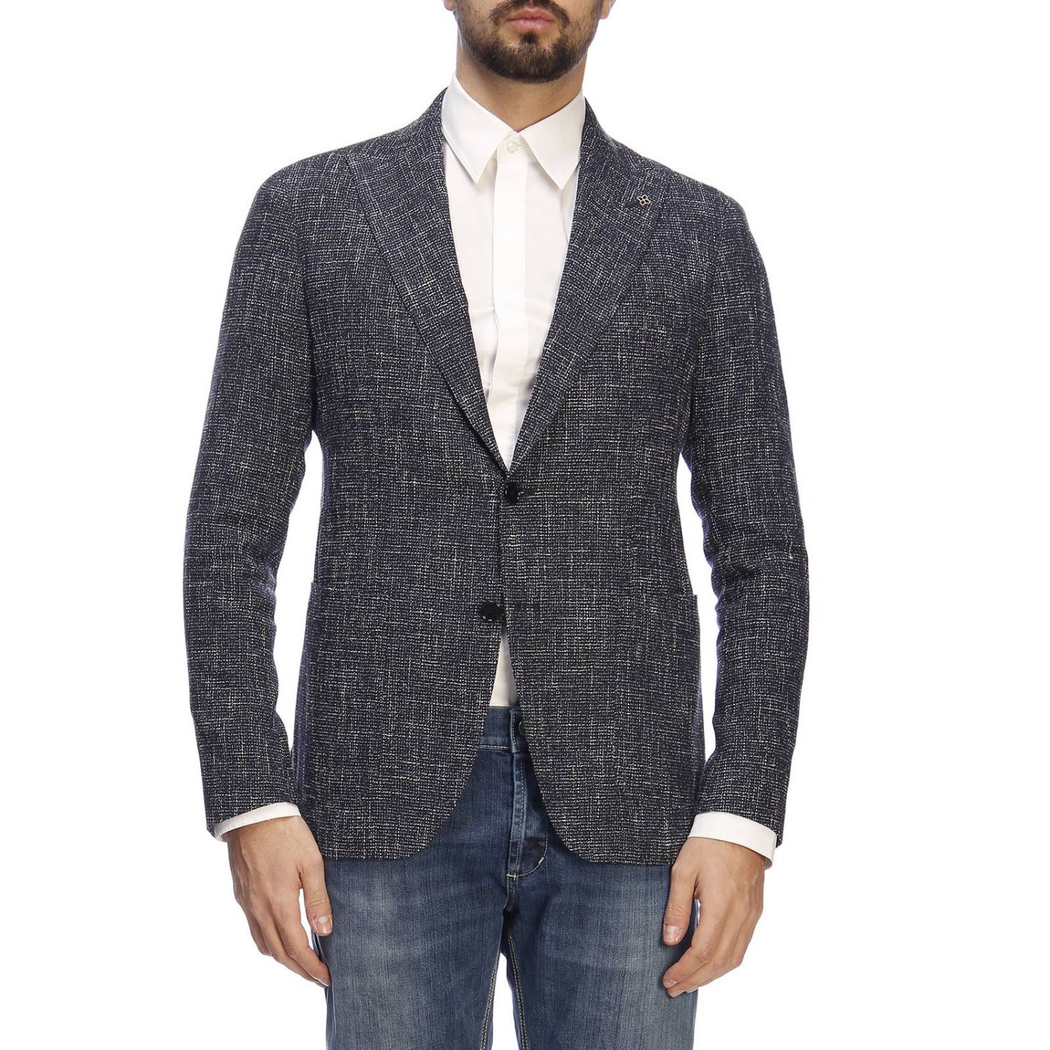 Tagliatore Outlet: Jacket men - Blue | Jacket Tagliatore ...