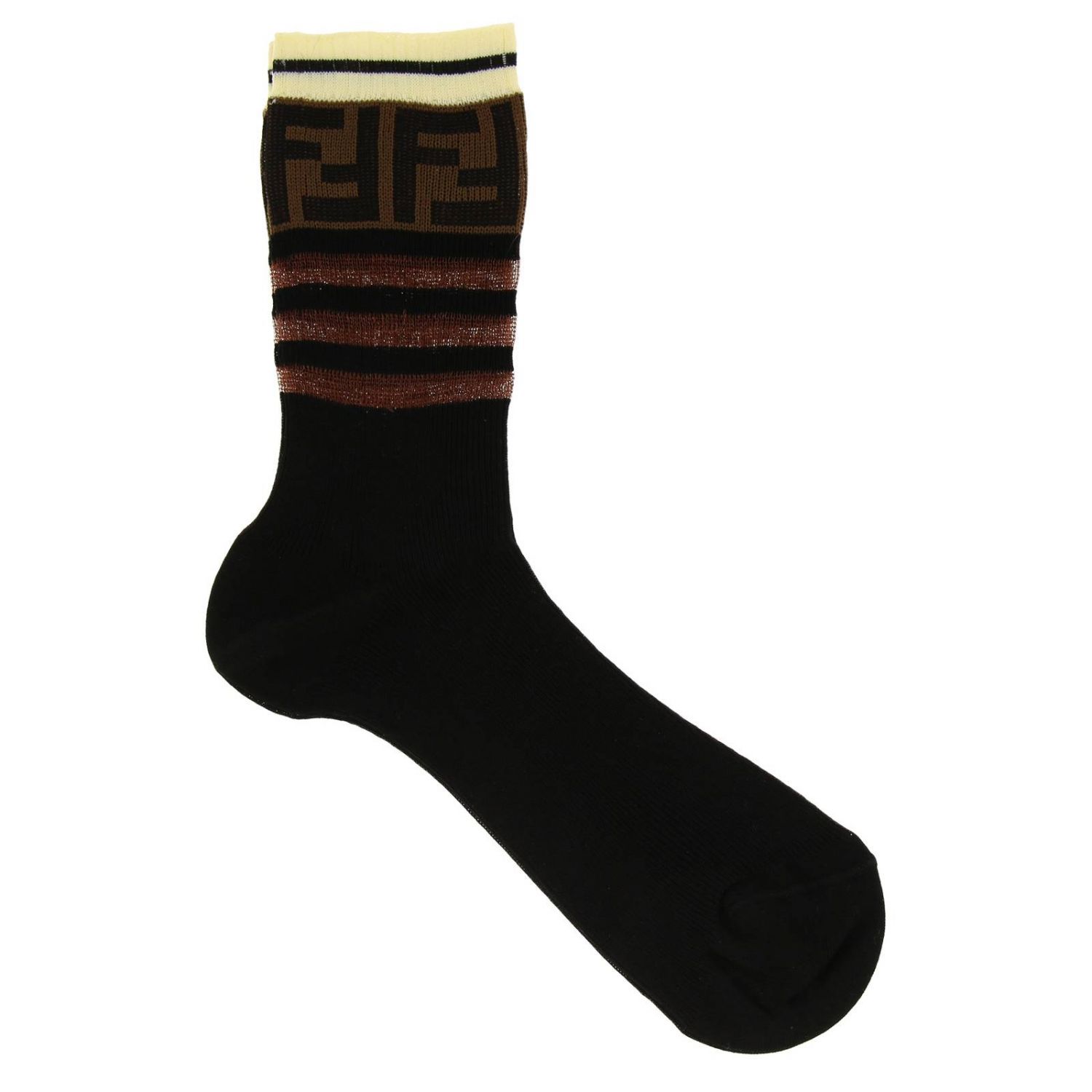 FENDI: Socks in stretch technical fabric with FF logo | Socks Fendi ...